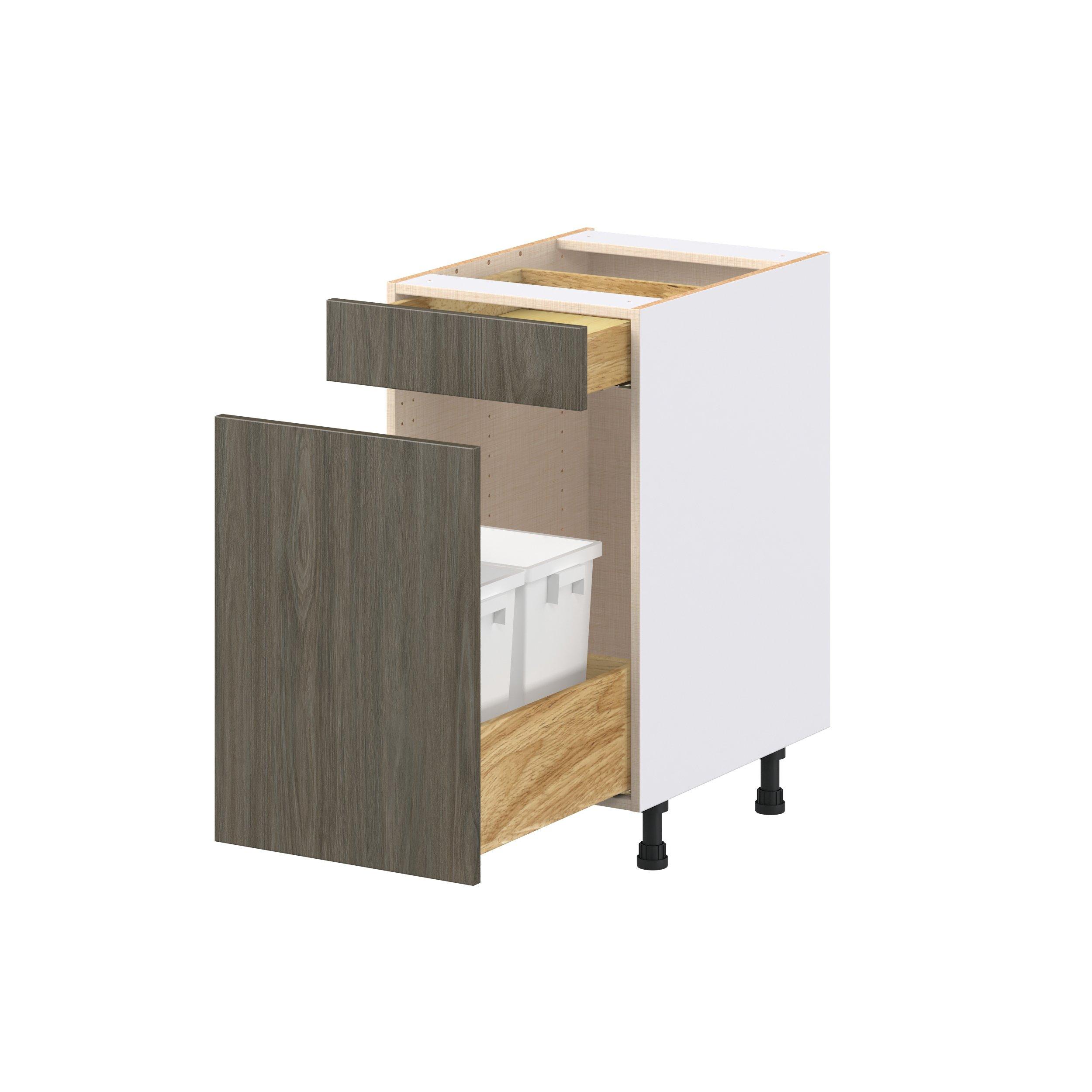 Glenwood 18 in. Burnt Walnut Trash Can Pull-Out Base Cabinet