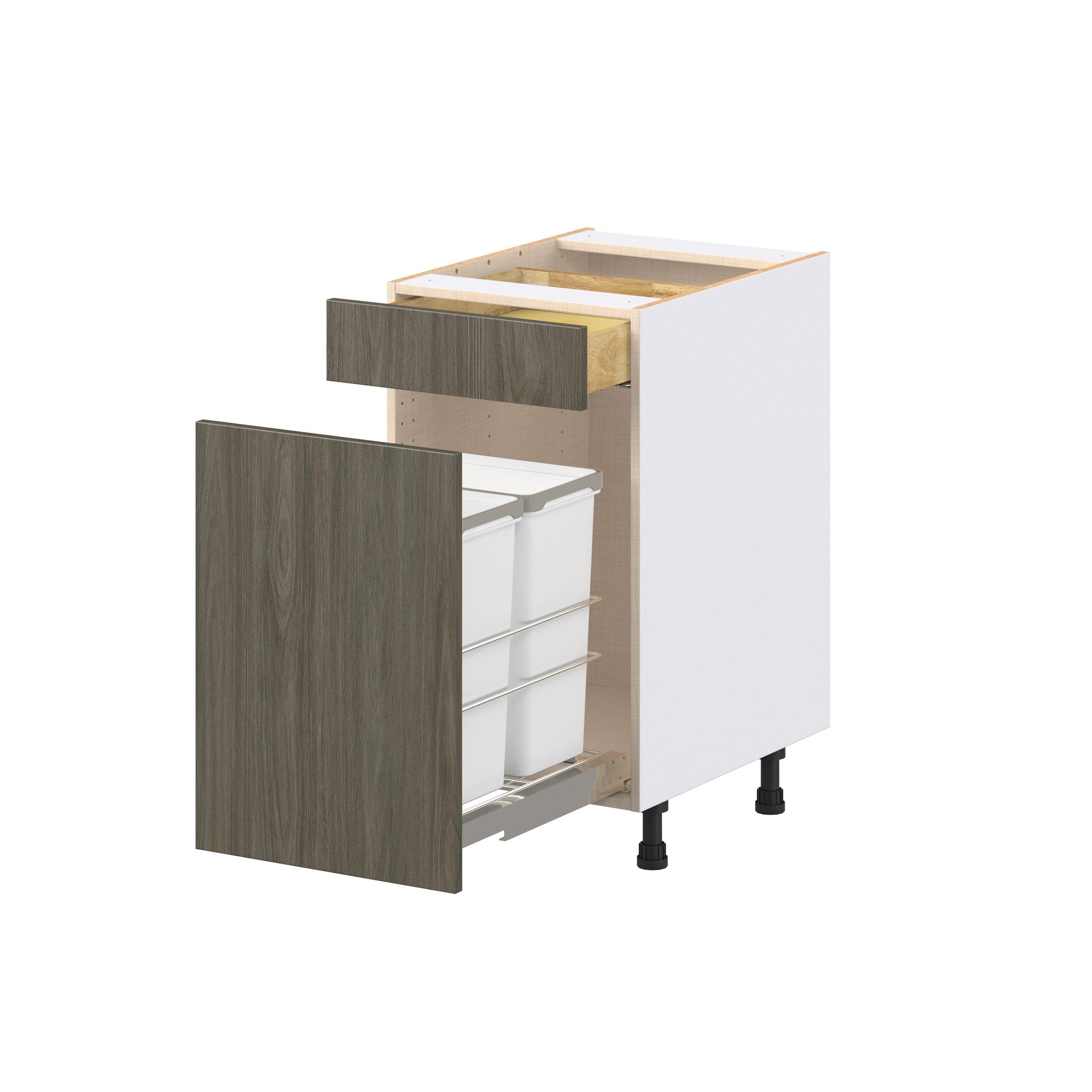 Glenwood 18 in. Burnt Walnut Trash Can Pull-Out Base Cabinet