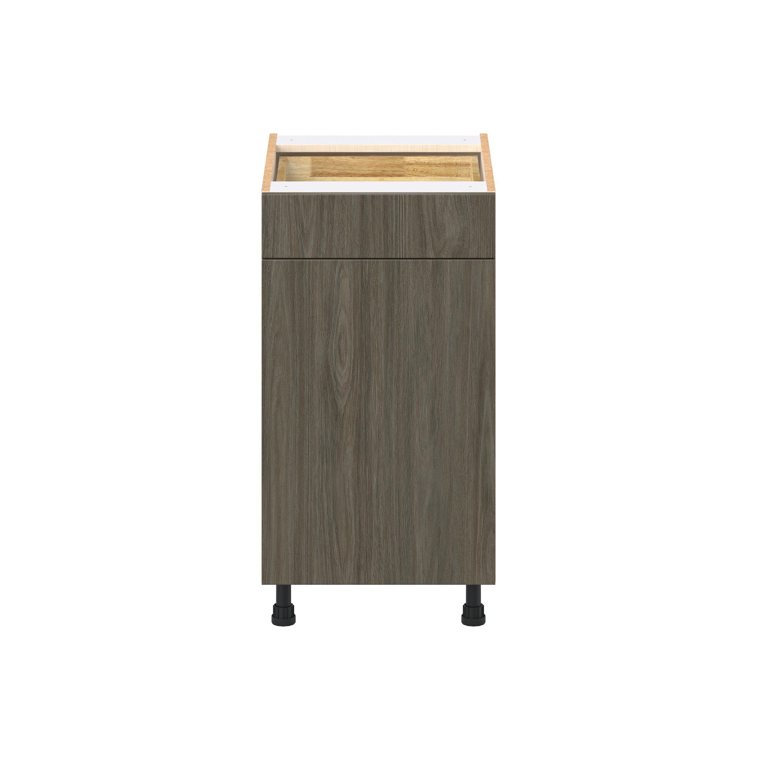 Glenwood 18 in. Burnt Walnut Trash Can Pull-Out Base Cabinet