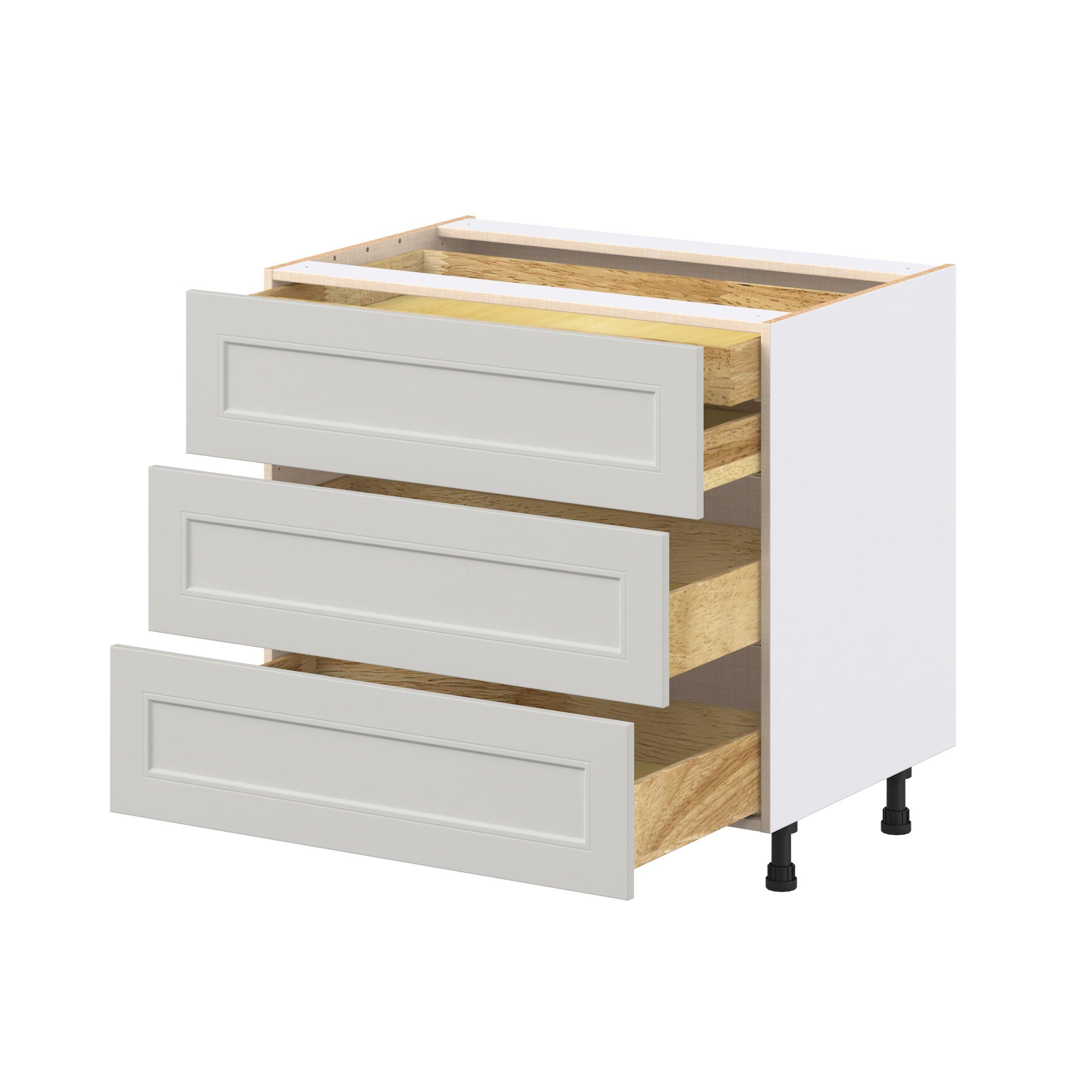 Lenox 36 in. Painted Light Gray Base Cabinet with Inner Pull-Out Drawer