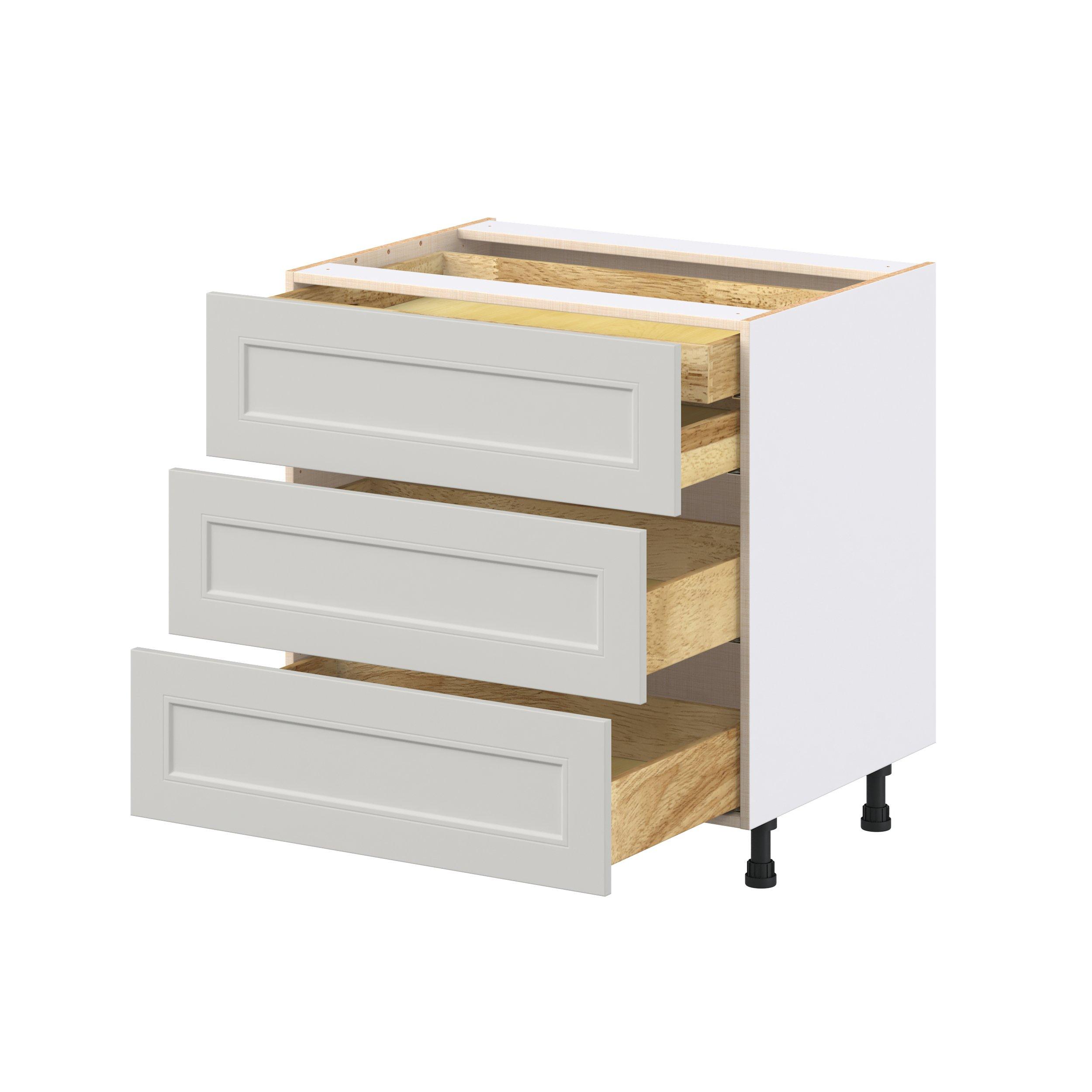 Lenox 33 in. Painted Light Gray Base Cabinet with Inner Pull-Out Drawer