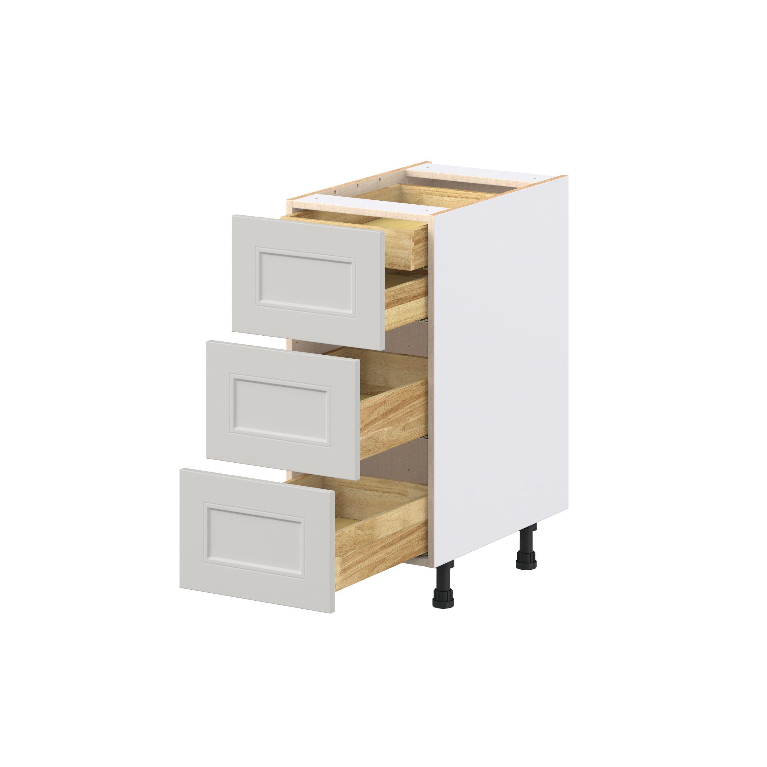 Lenox 15 in. Painted Light Gray Base Cabinet with Inner Pull-Out Drawer
