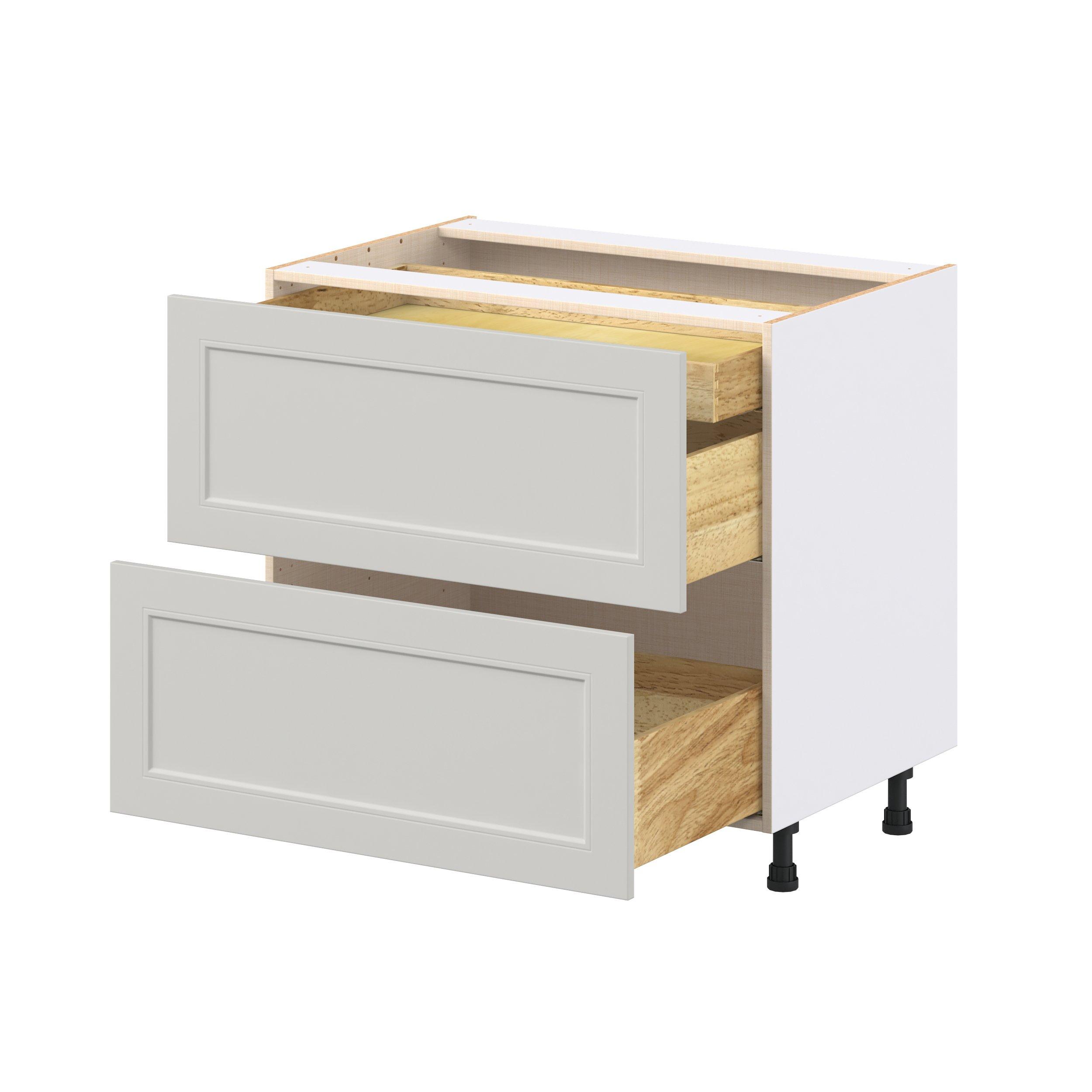 Lenox 36 in. Painted Light Gray Base Cabinet with Inner Pull-Out Drawer