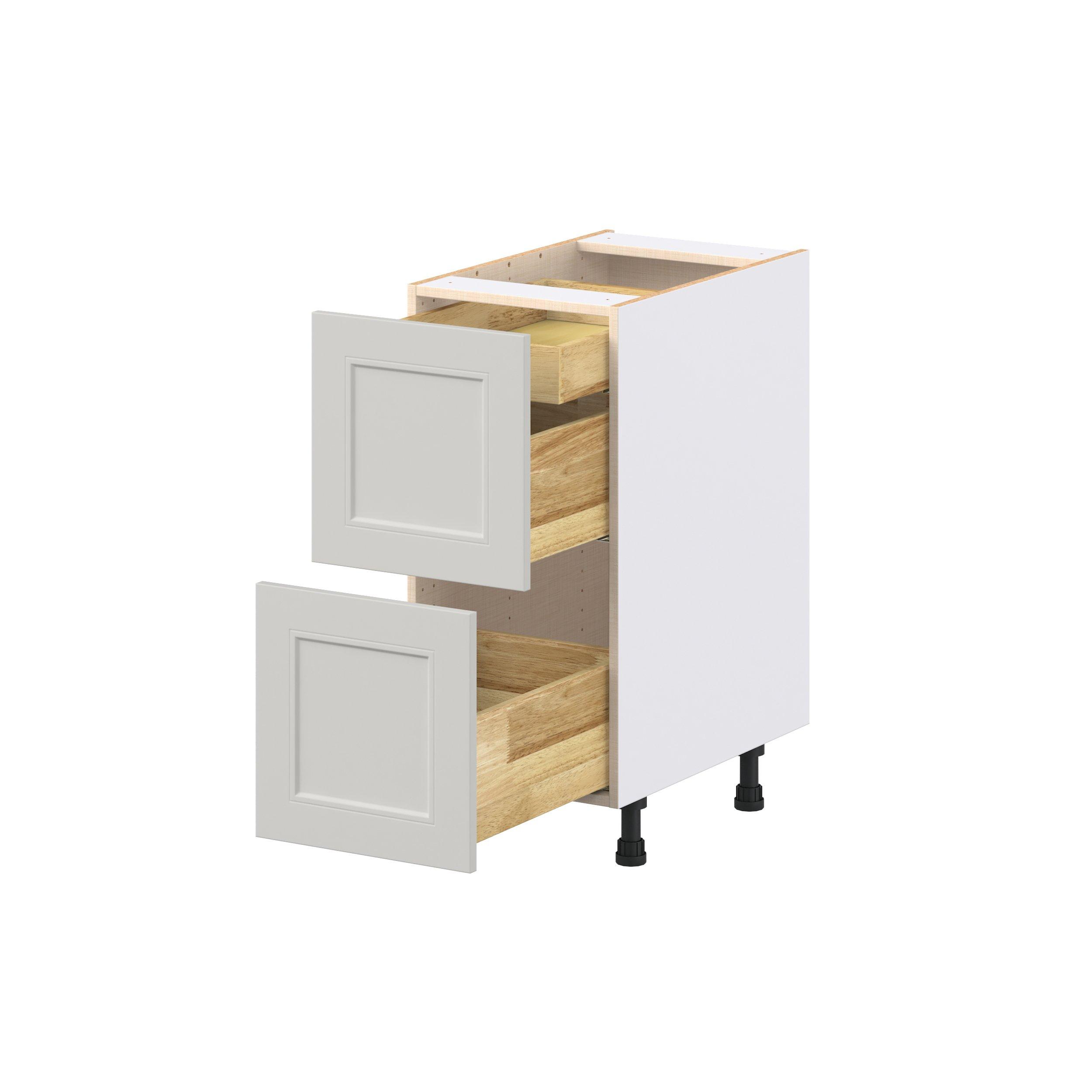 Lenox 15 in. Painted Light Gray Base Cabinet with Inner Pull-Out Drawer