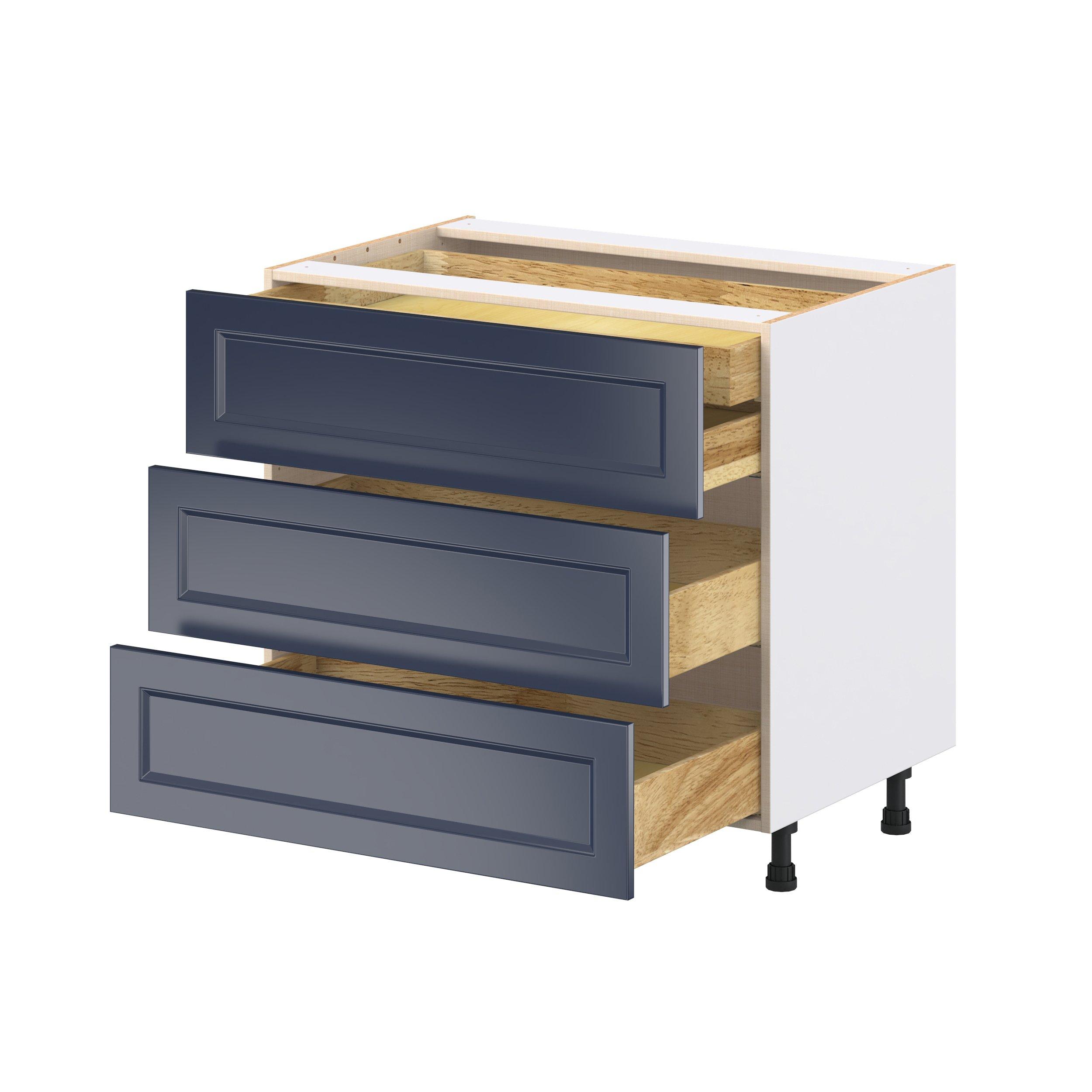 Peachtree 36 in. Painted Midnight Blue Base Cabinet with Inner Pull-Out Drawer