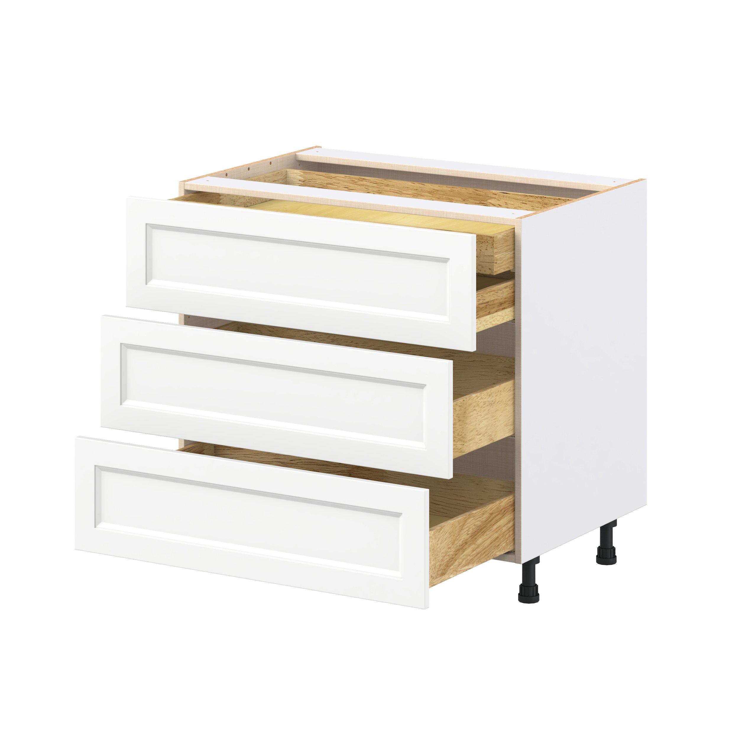 Peachtree 36 in. Painted Bright White Base Cabinet with Inner Pull-Out Drawer