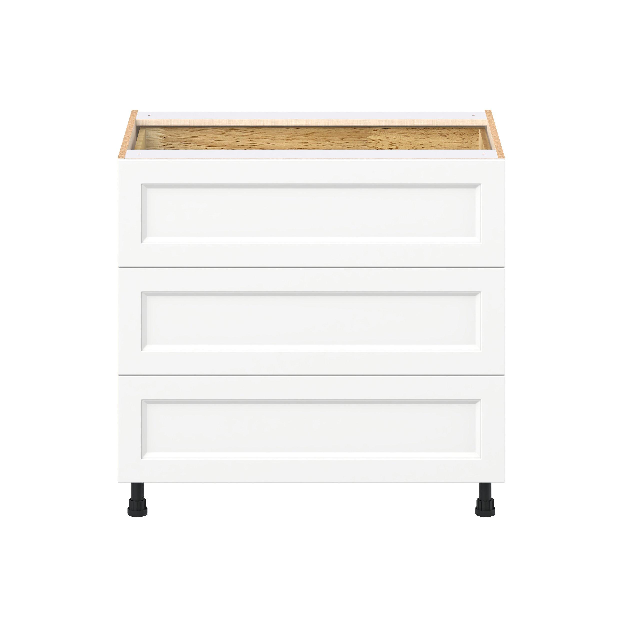 Peachtree 36 in. Painted Bright White Base Cabinet with Inner Pull-Out Drawer