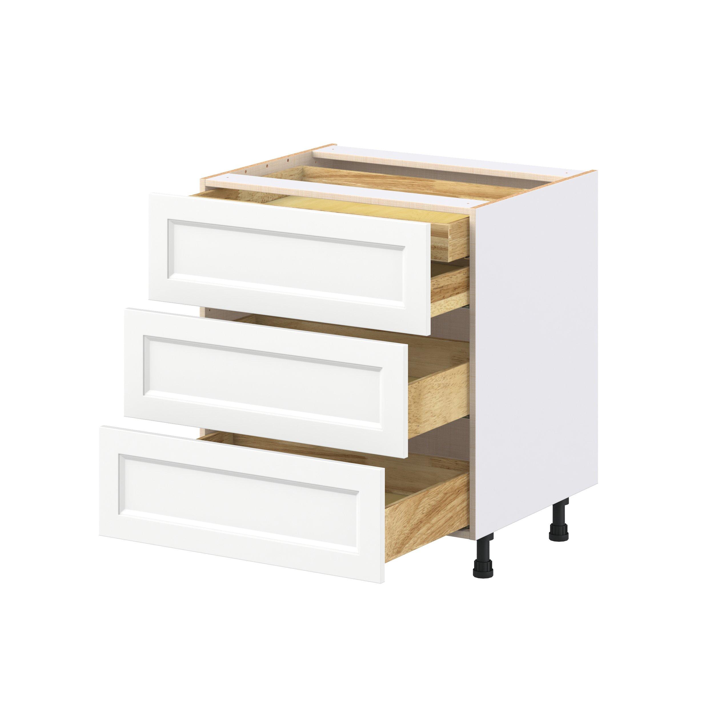 Peachtree 30 in. Painted Bright White Base Cabinet with Inner Pull-Out Drawer