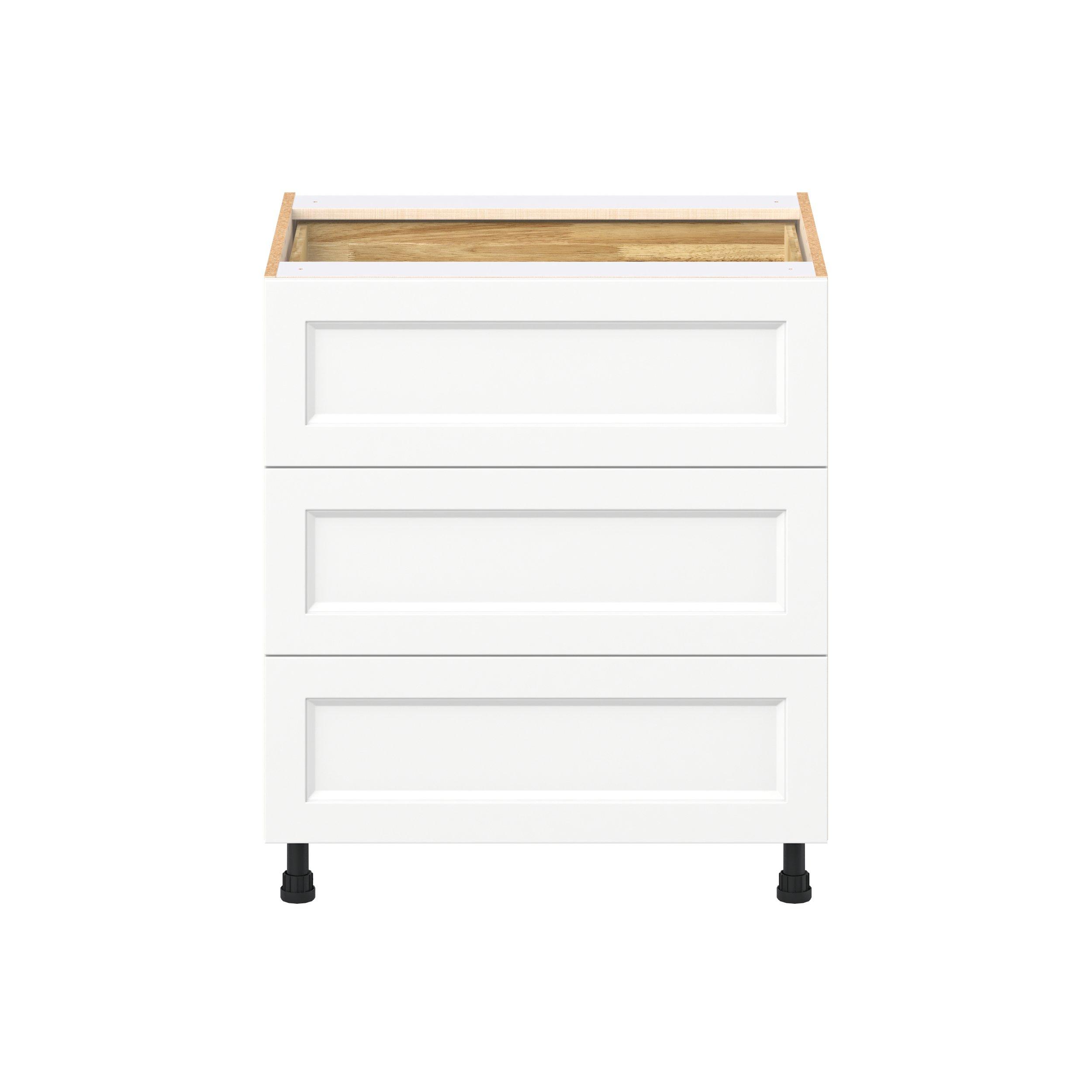 Peachtree 30 in. Painted Bright White Base Cabinet with Inner Pull-Out Drawer