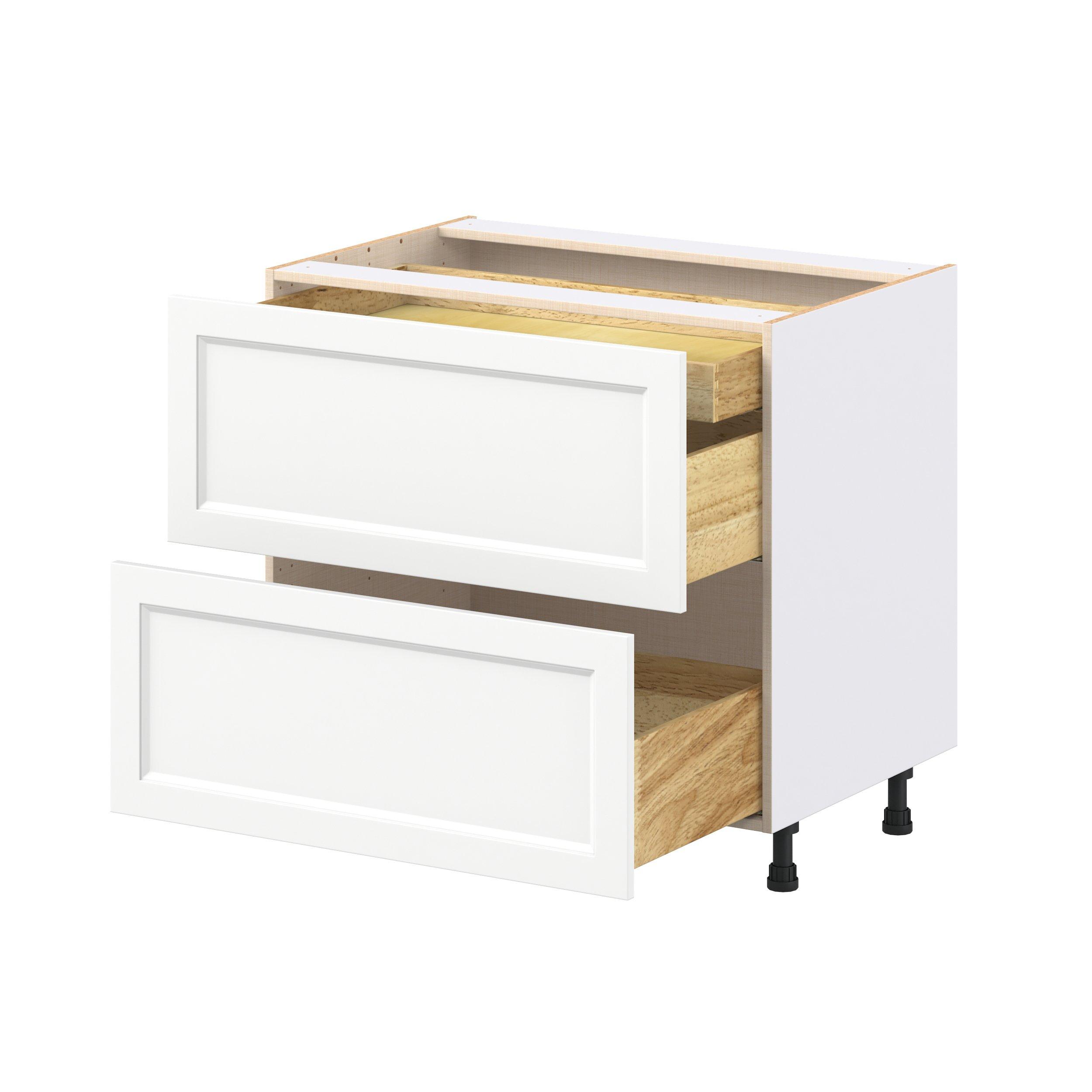 Peachtree 36 in. Painted Bright White Base Cabinet with Inner Pull-Out Drawer