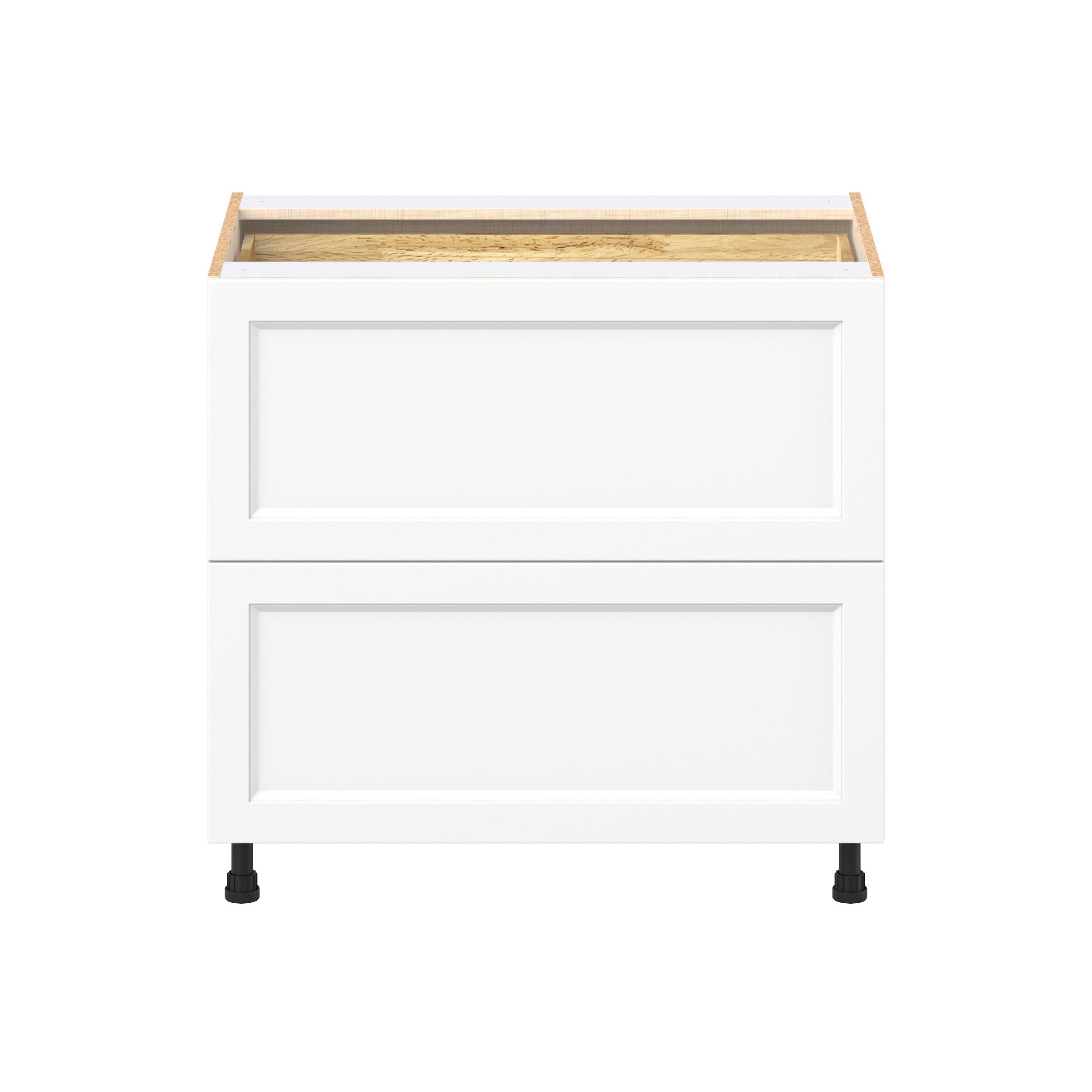 Peachtree 36 in. Painted Bright White Base Cabinet with Inner Pull-Out Drawer