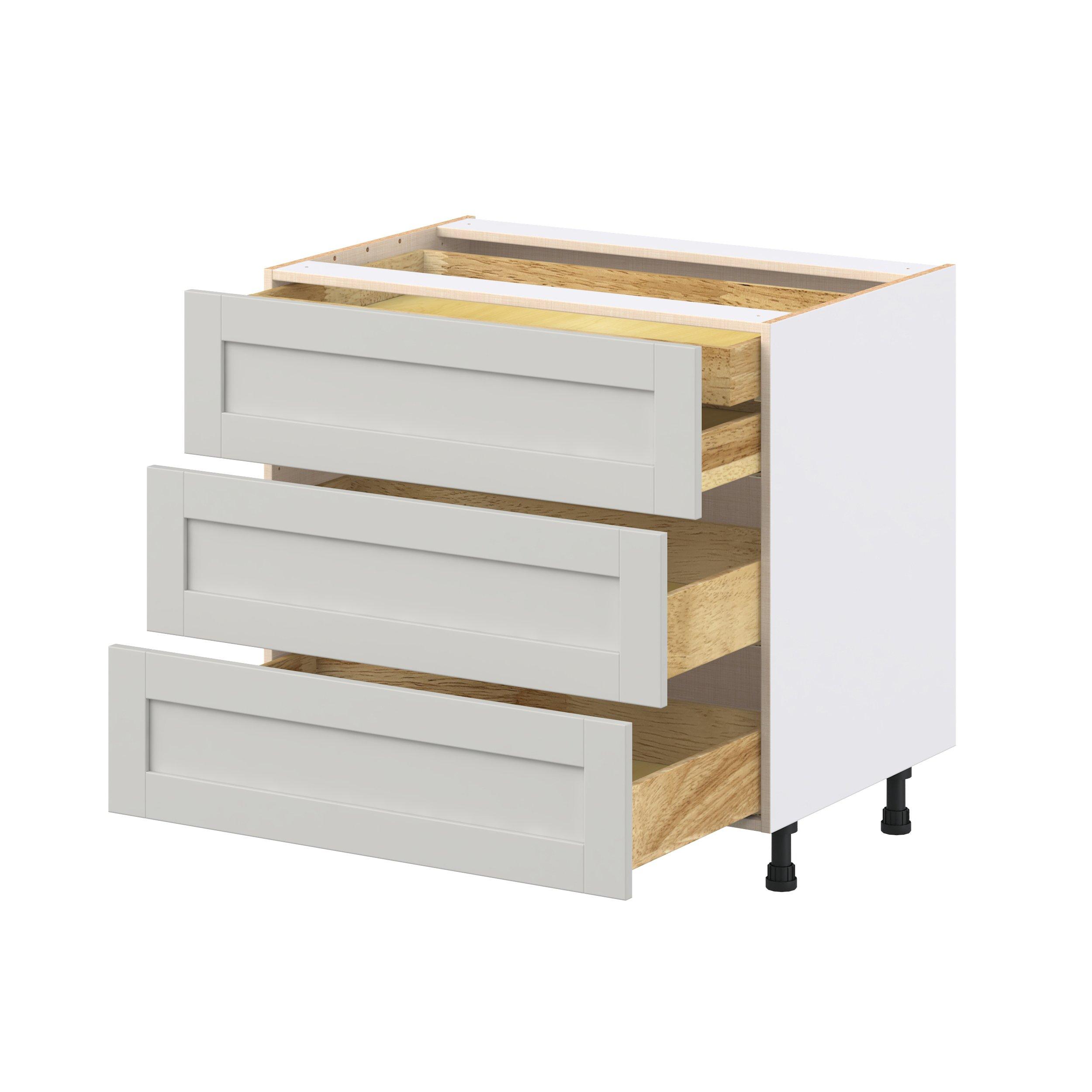 Summerhill 36 in. Light Gray Base Cabinet with Inner Pull-Out Drawer
