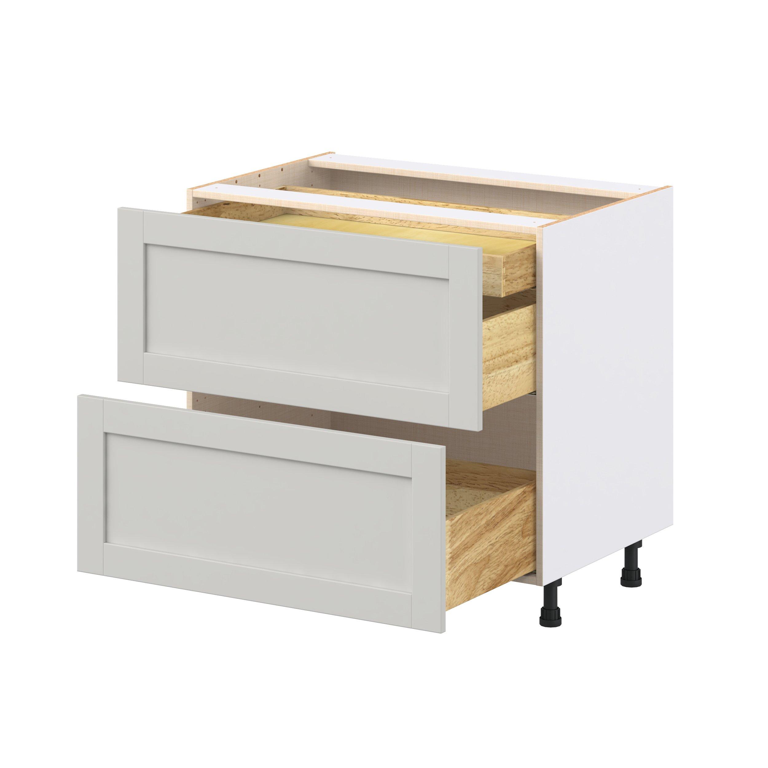 Summerhill 36 in. Light Gray Base Cabinet with Inner Pull-Out Drawer