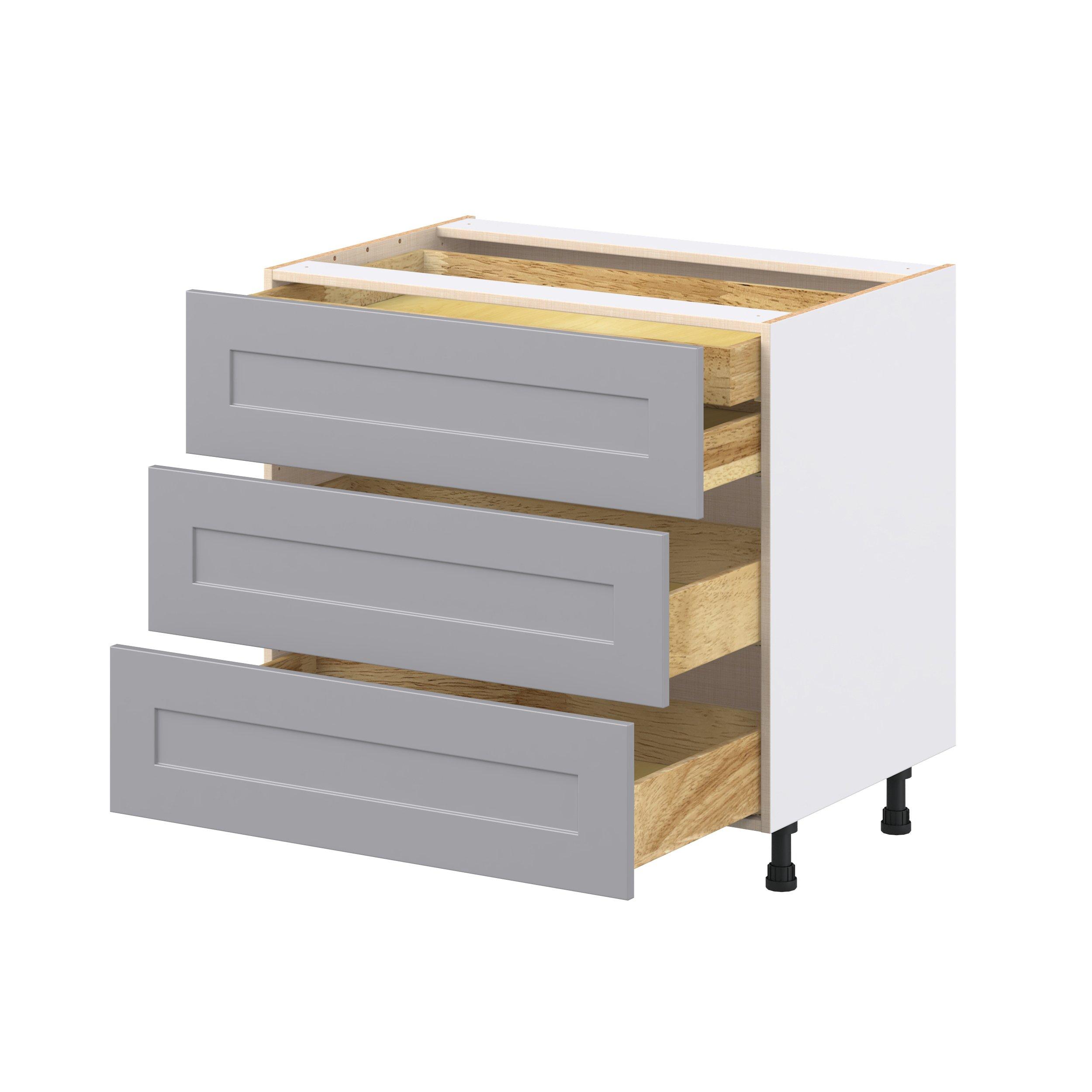Candler 36 in. Painted Slate Gray Base Cabinet with Inner Pull-Out Drawer