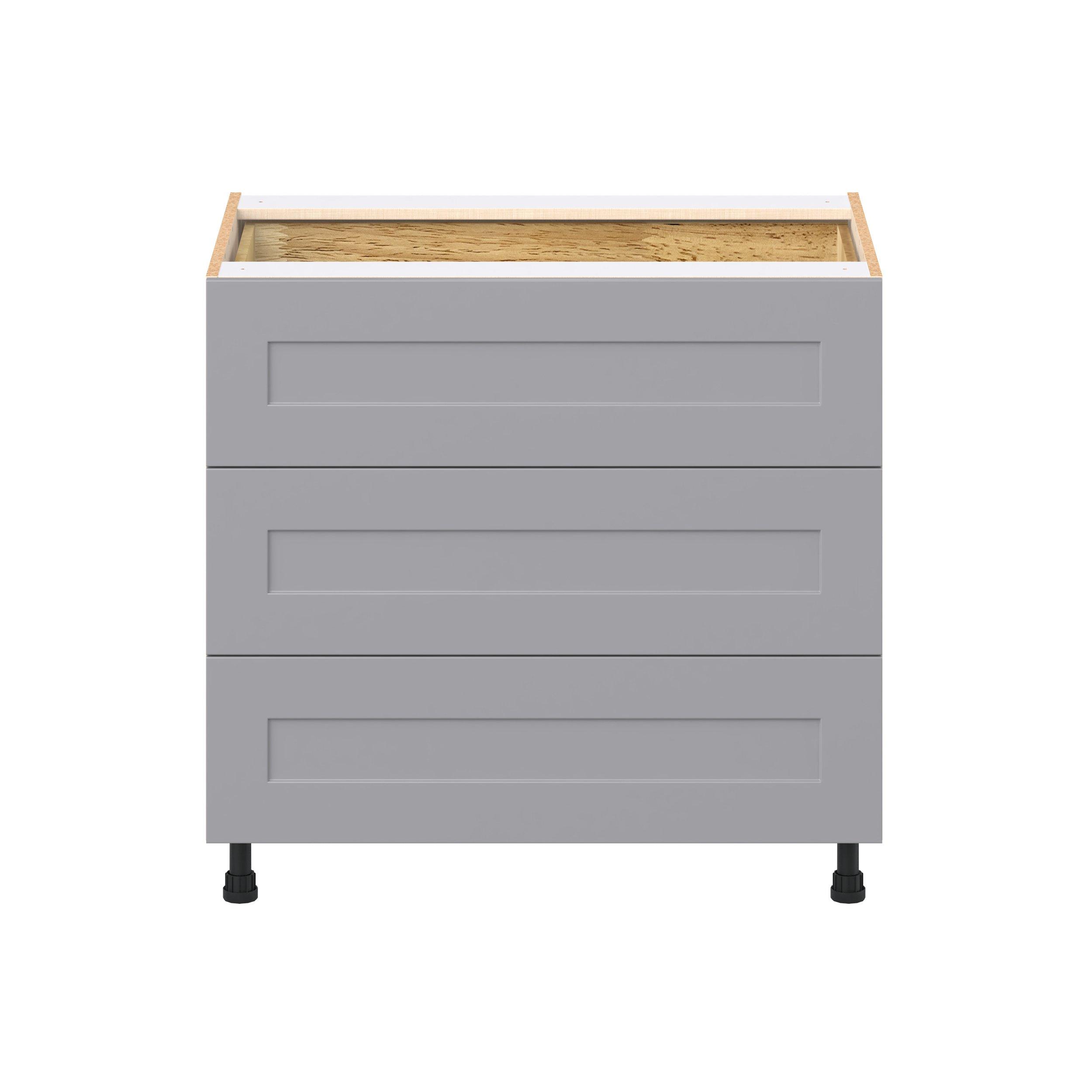 Candler 36 in. Painted Slate Gray Base Cabinet with Inner Pull-Out Drawer