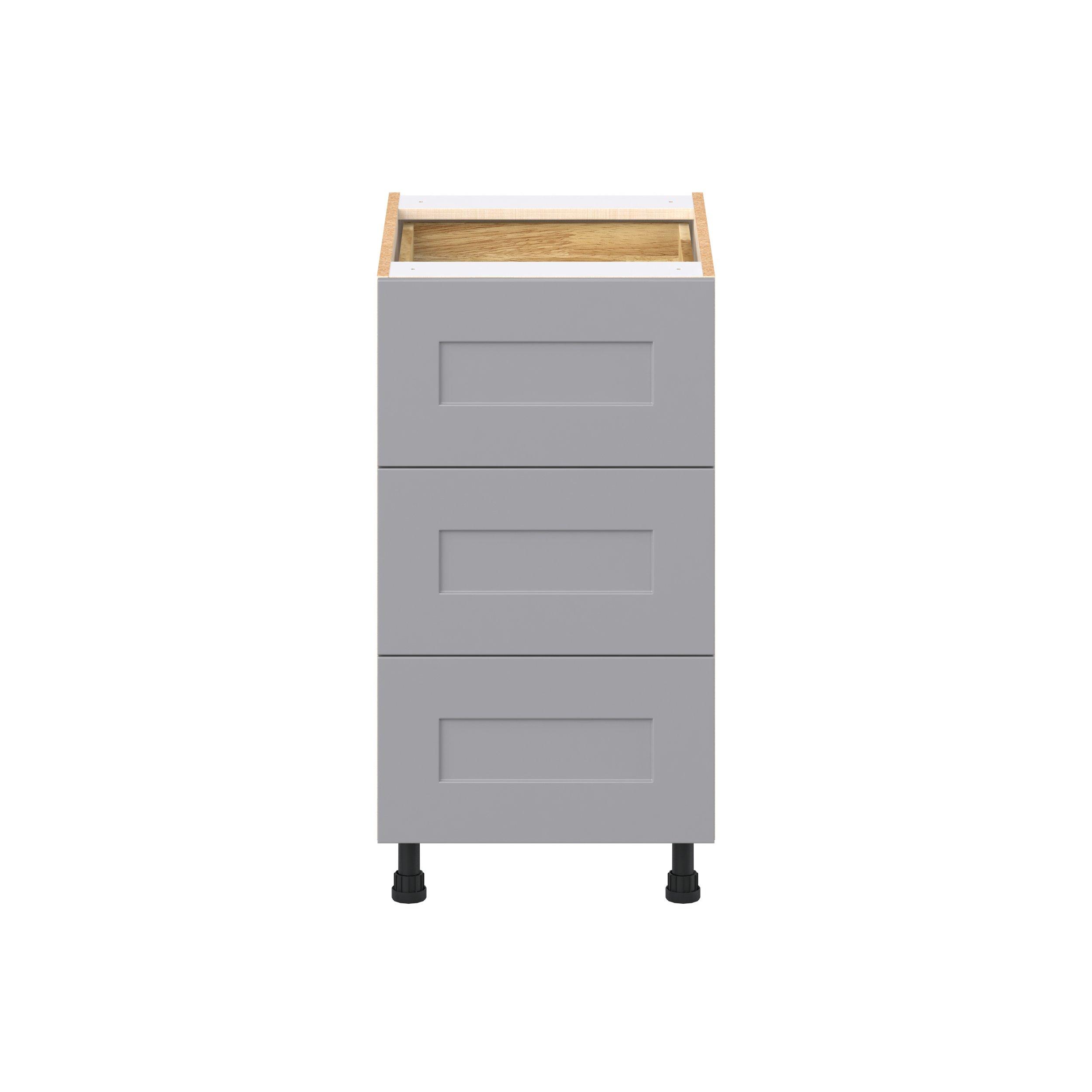Candler 15 in. Painted Slate Gray Base Cabinet with Inner Pull-Out Drawer