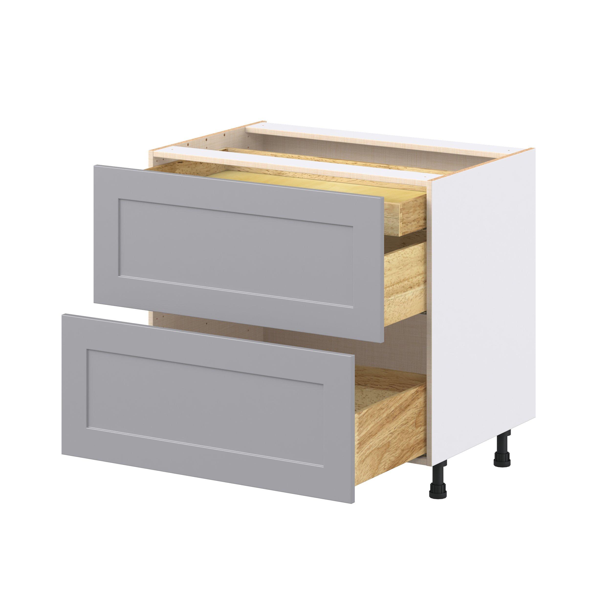 Candler 36 in. Painted Slate Gray Base Cabinet with Inner Pull-Out Drawer
