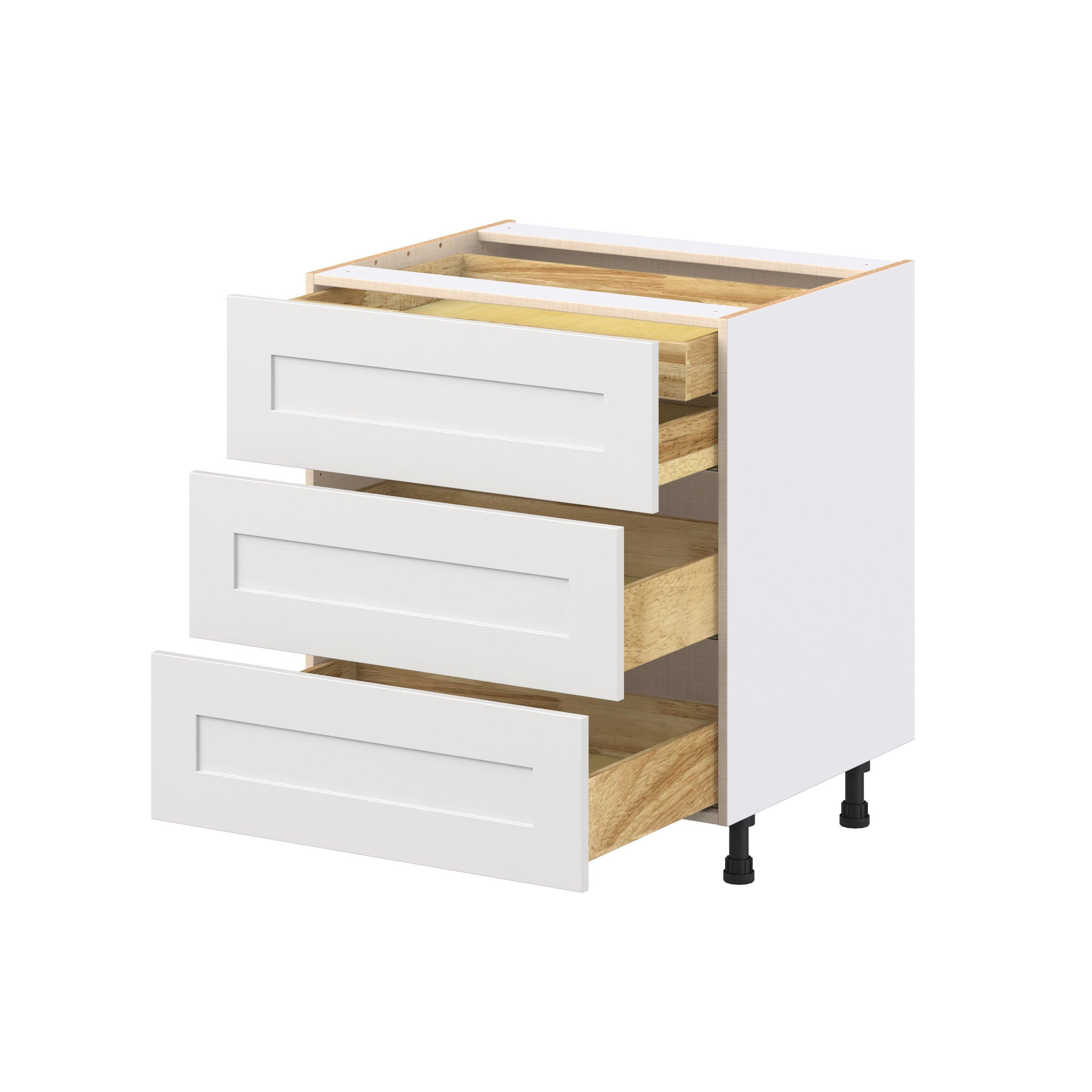 Candler 30 in. Painted Warm White Base Cabinet with Inner Pull-Out Drawer