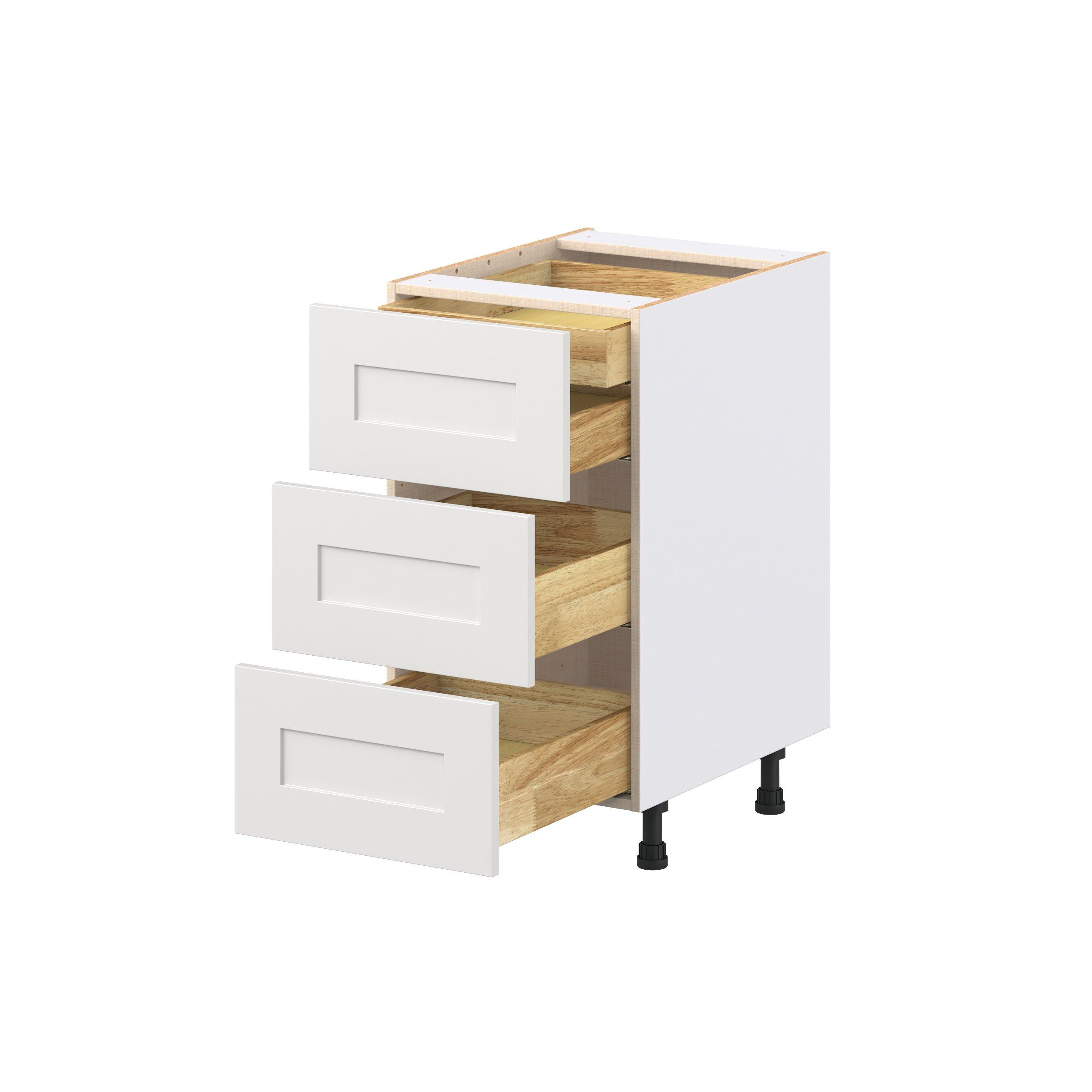 Candler 18 in. Painted Warm White Base Cabinet with Inner Pull-Out Drawer