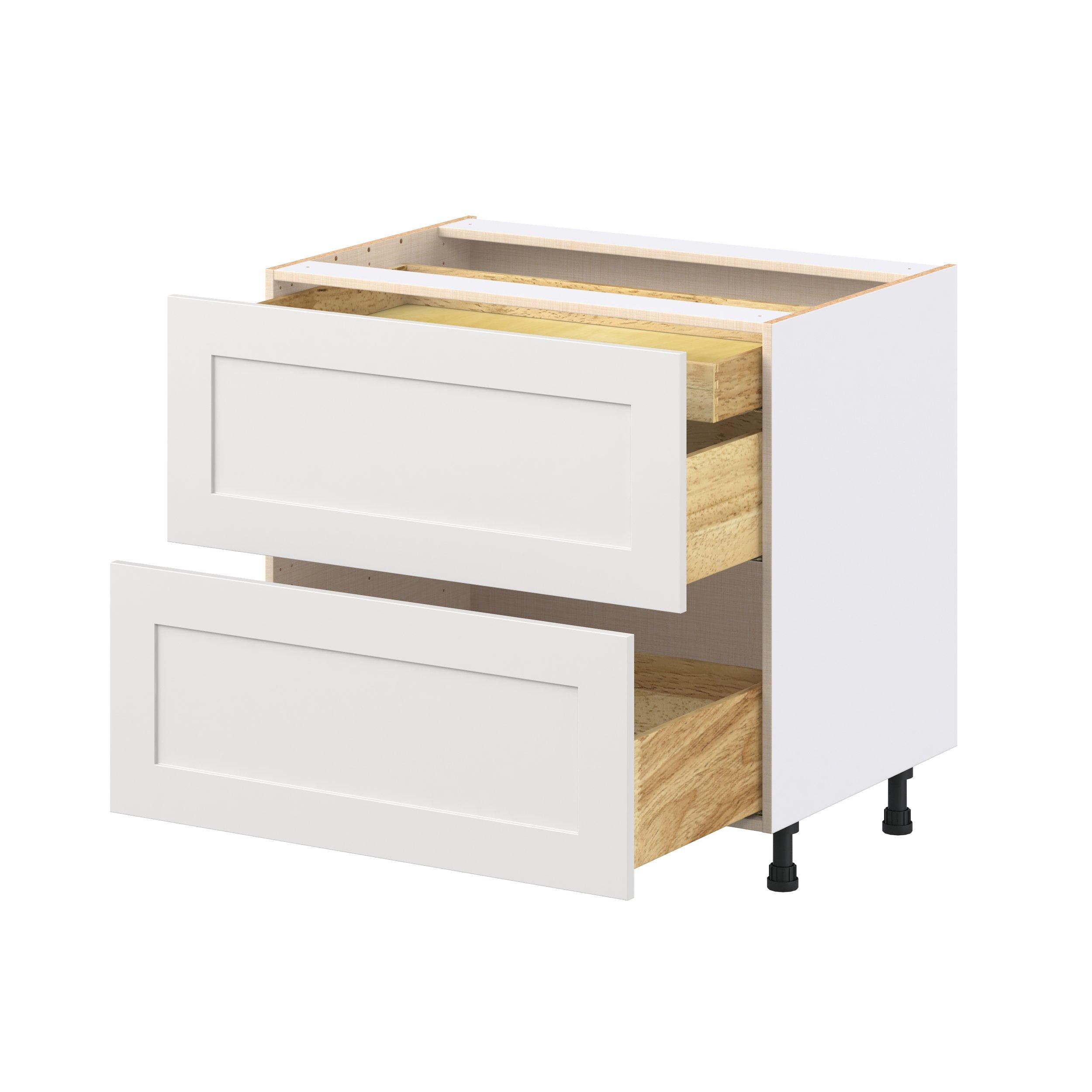 Candler 36 in. Painted Warm White Base Cabinet with Inner Pull-Out Drawer