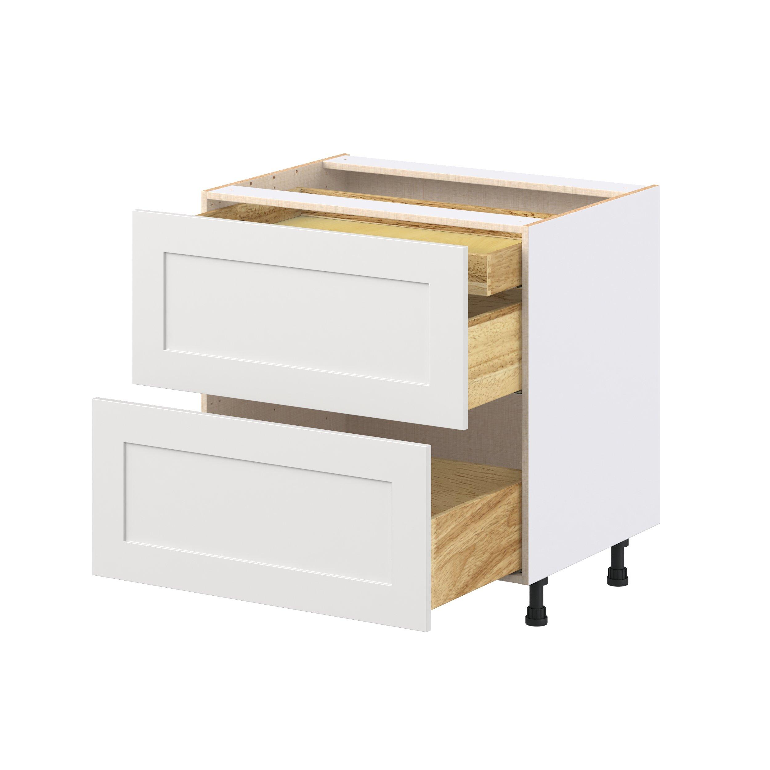 Candler 33 in. Painted Warm White Base Cabinet with Inner Pull-Out Drawer
