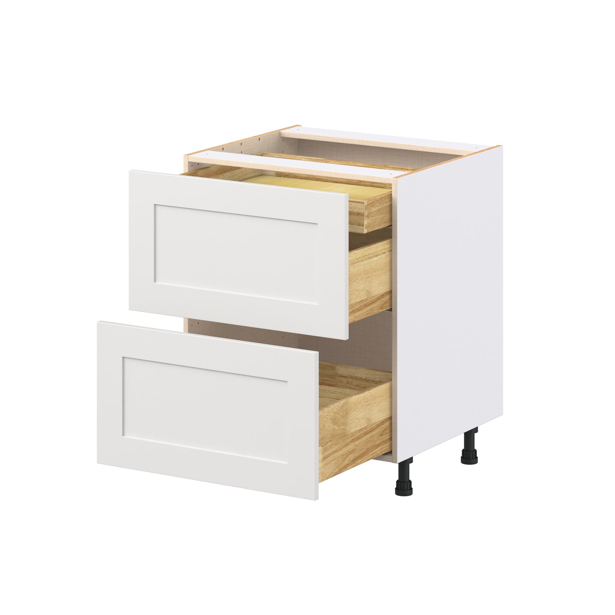 Candler 27 in. Painted Warm White Base Cabinet with Inner Pull-Out Drawer
