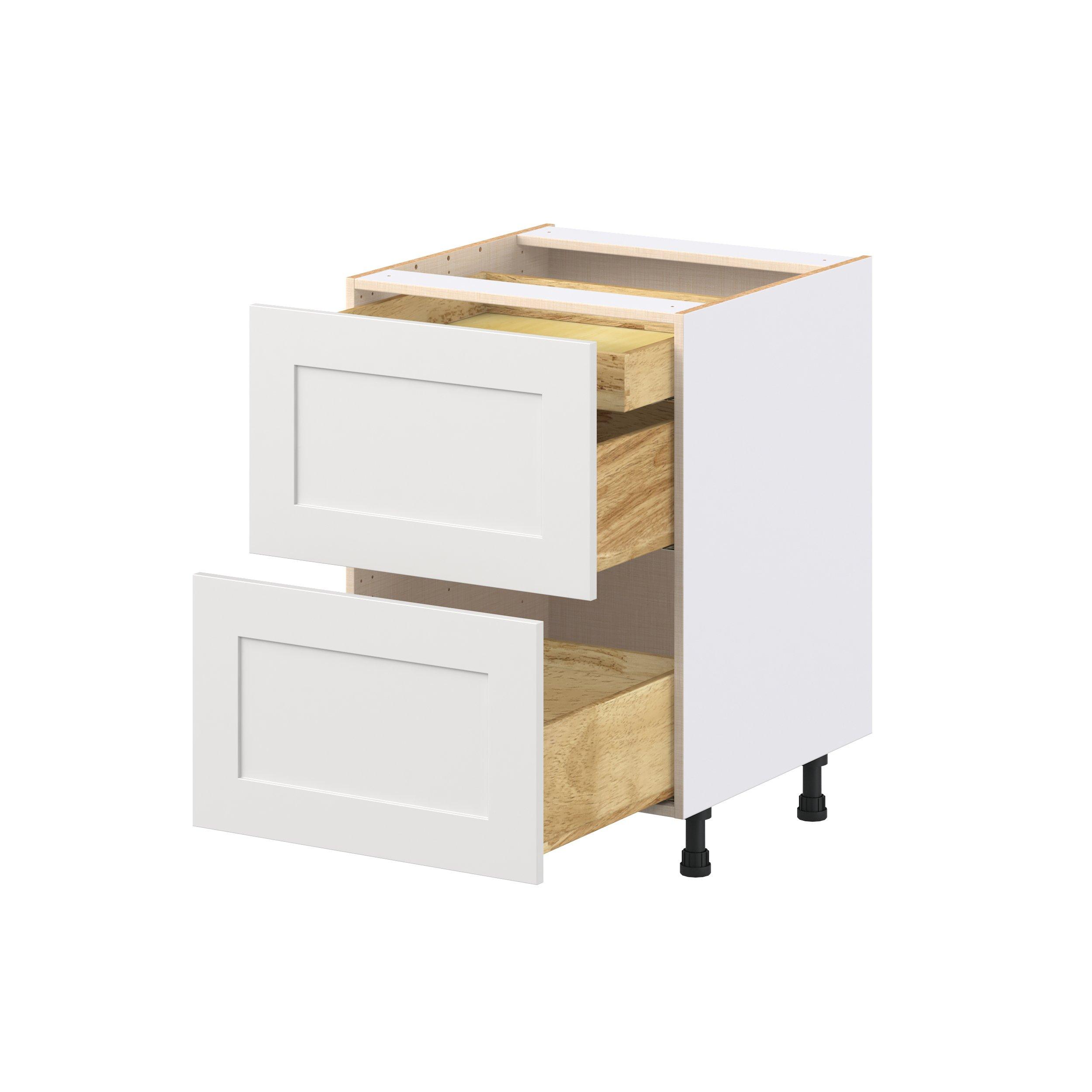 Candler 24 in. Painted Warm White Base Cabinet with Inner Pull-Out Drawer