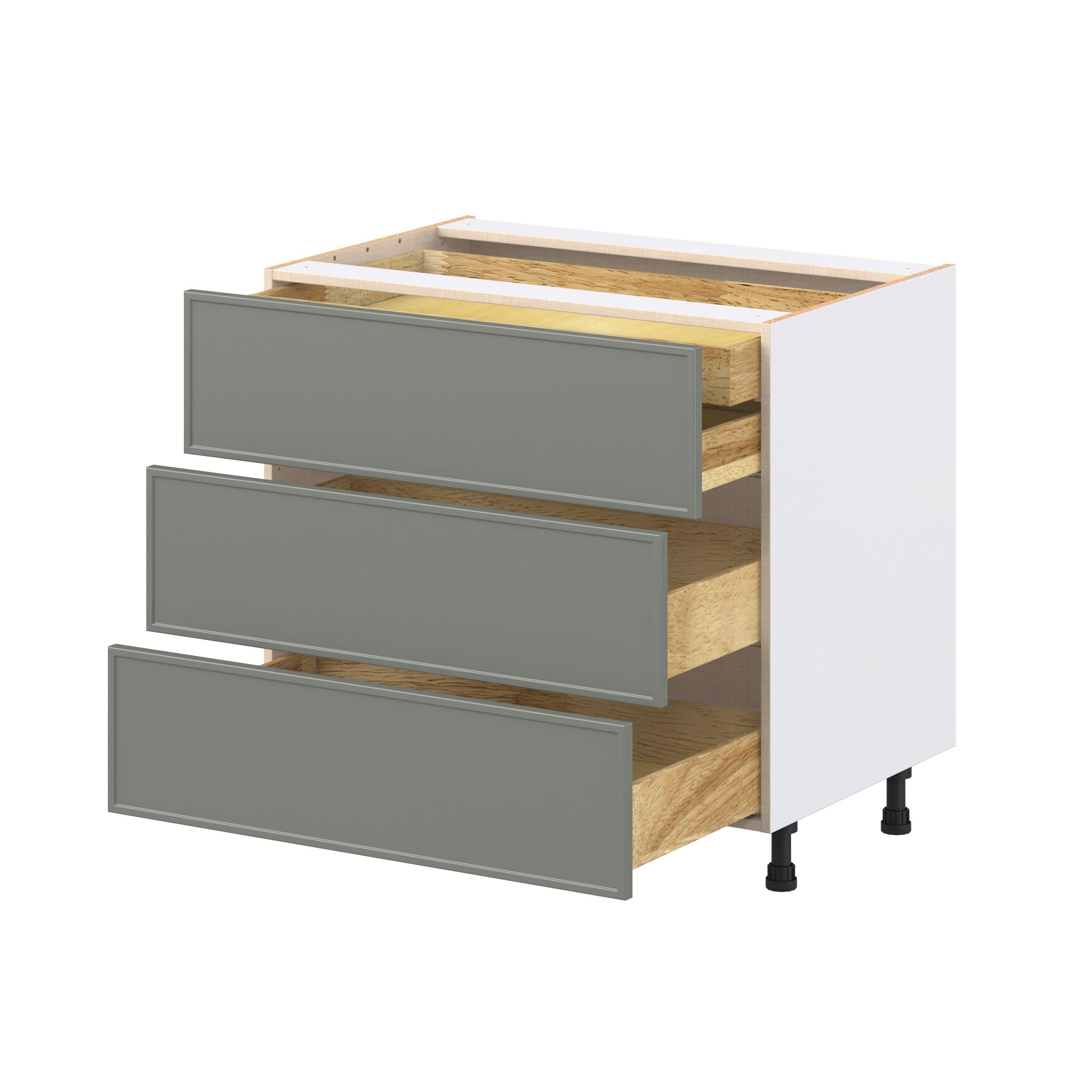 Linden 36 in. Painted Moss Green Base Cabinet with Inner Pull-Out Drawer