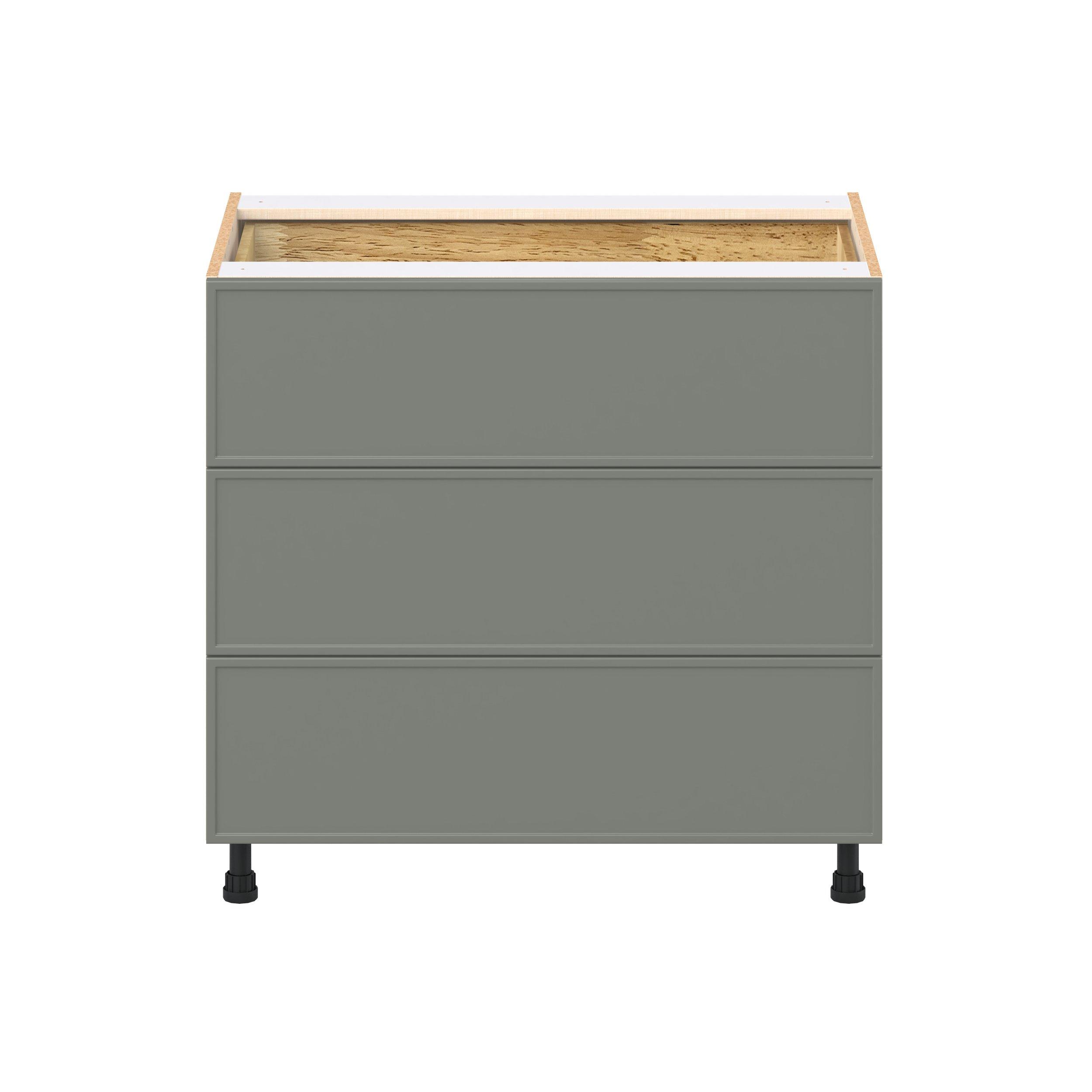 Linden 36 in. Painted Moss Green Base Cabinet with Inner Pull-Out Drawer