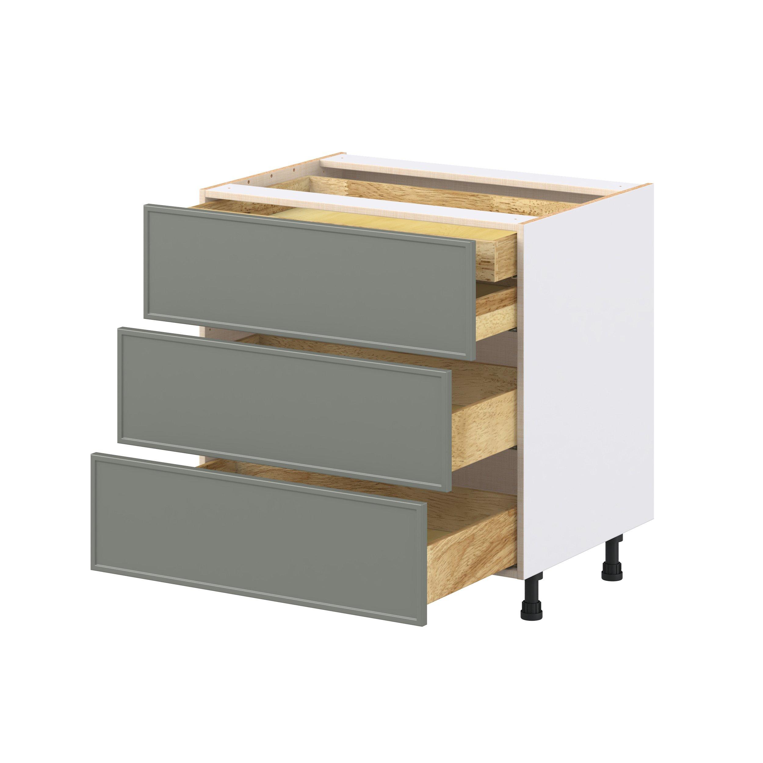 Linden 33 in. Painted Moss Green Base Cabinet with Inner Pull-Out Drawer