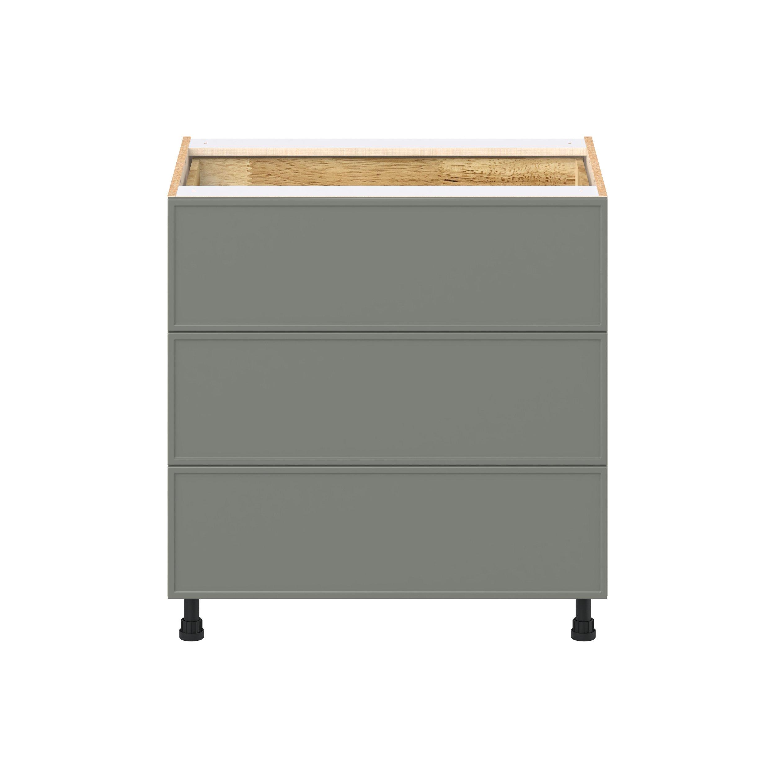 Linden 33 in. Painted Moss Green Base Cabinet with Inner Pull-Out Drawer