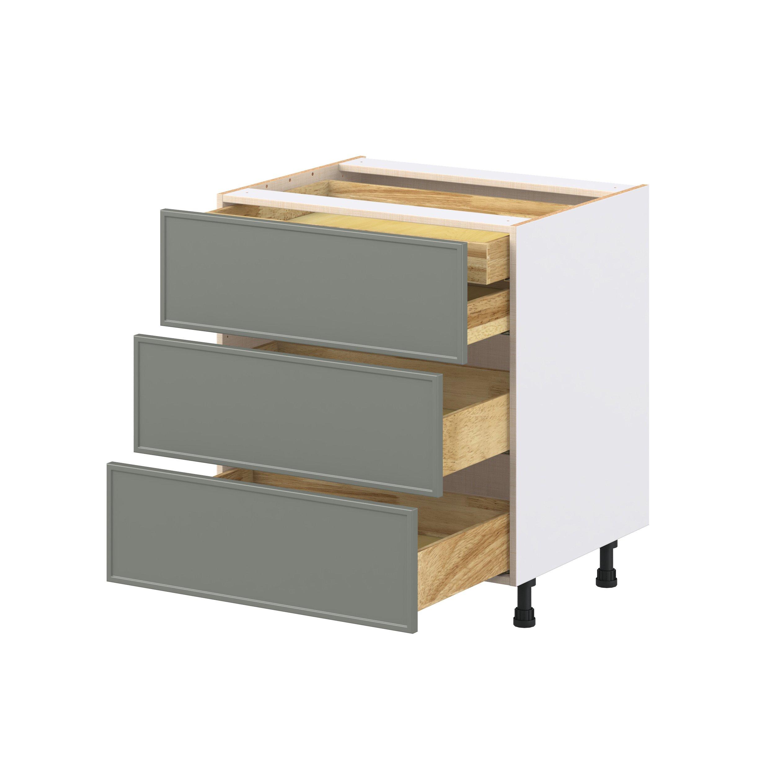 Linden 30 in. Painted Moss Green Base Cabinet with Inner Pull-Out Drawer