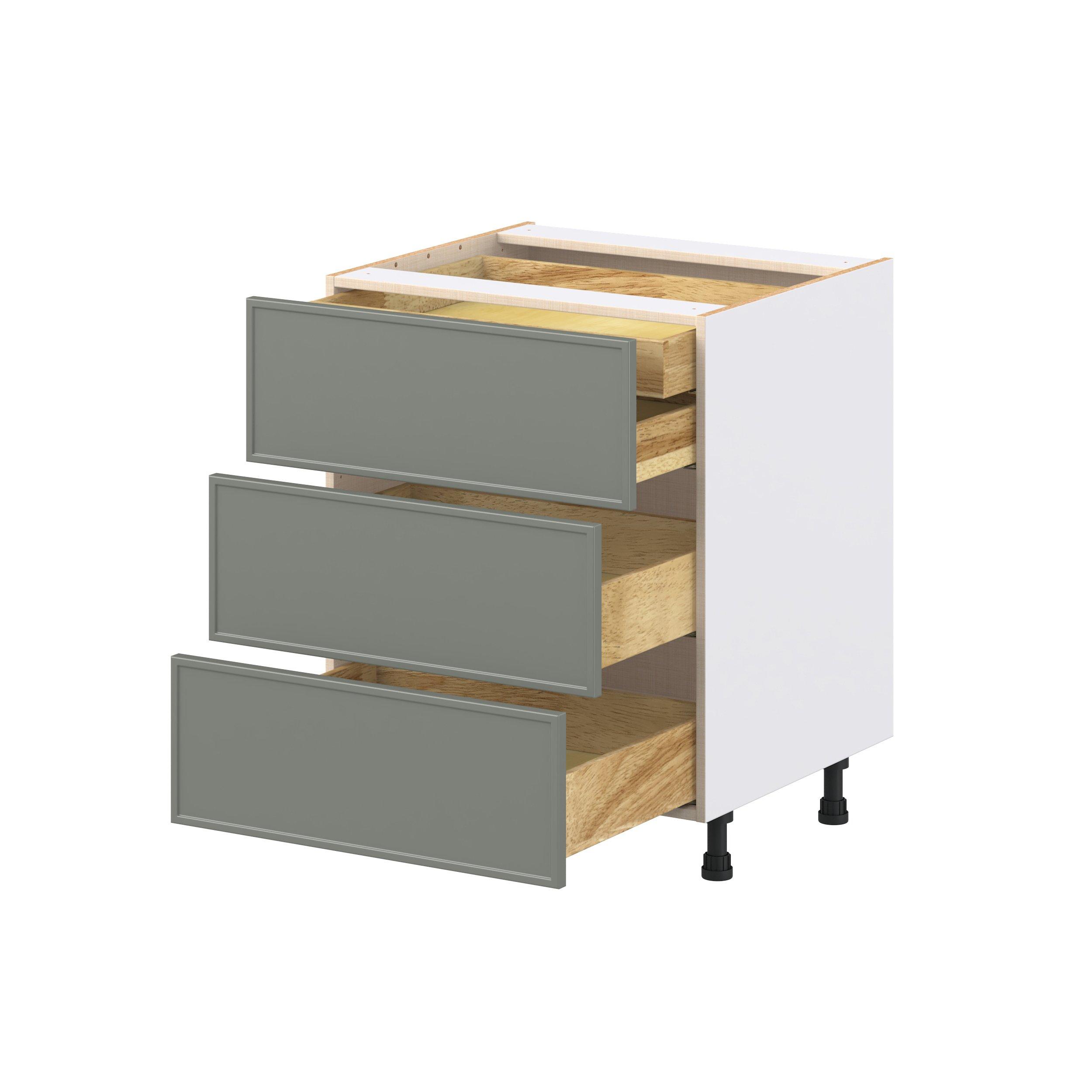 Linden 27 in. Painted Moss Green Base Cabinet with Inner Pull-Out Drawer
