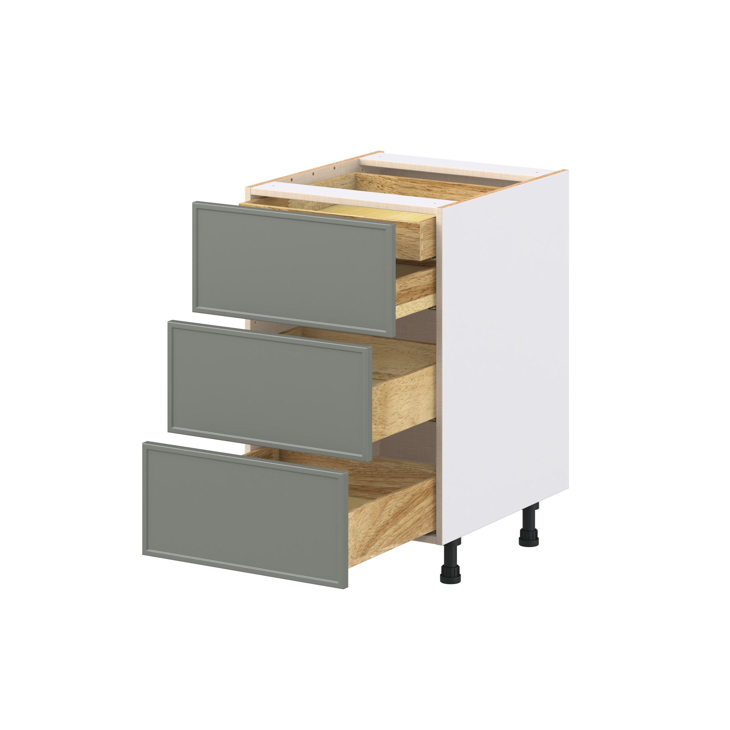 Linden 21 in. Painted Moss Green Base Cabinet with Inner Pull-Out Drawer
