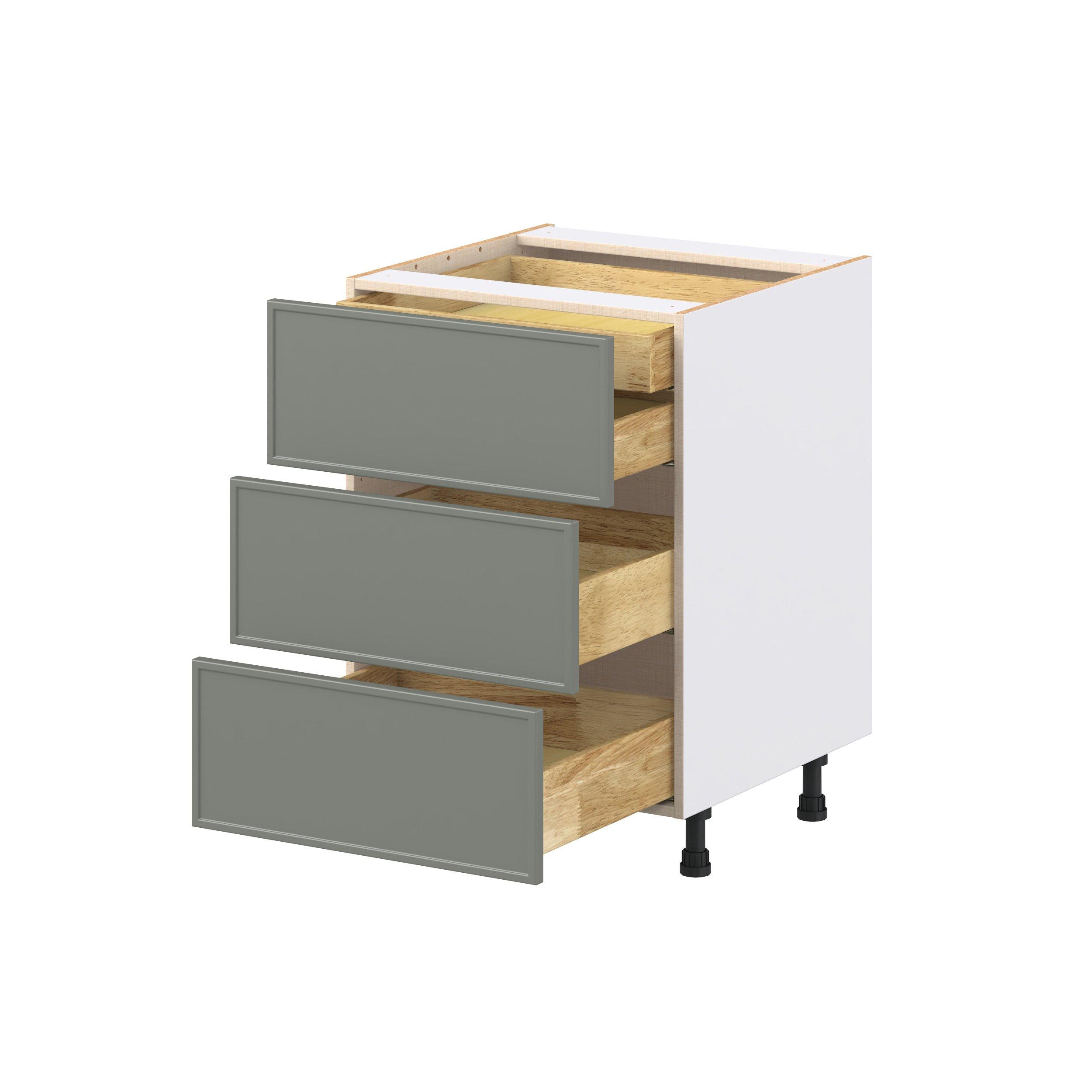 Linden 24 in. Painted Moss Green Base Cabinet with Inner Pull-Out Drawer