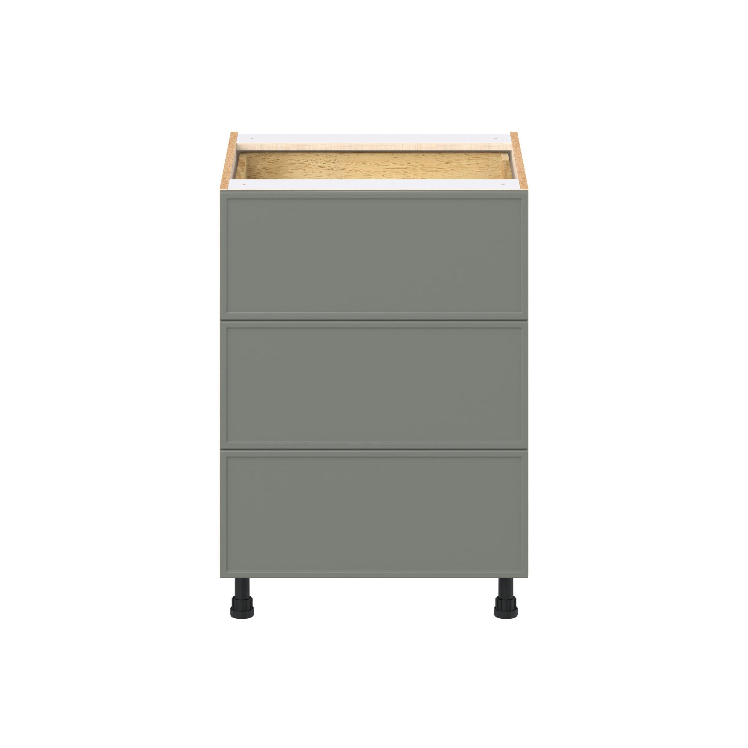 Linden 24 in. Painted Moss Green Base Cabinet with Inner Pull-Out Drawer