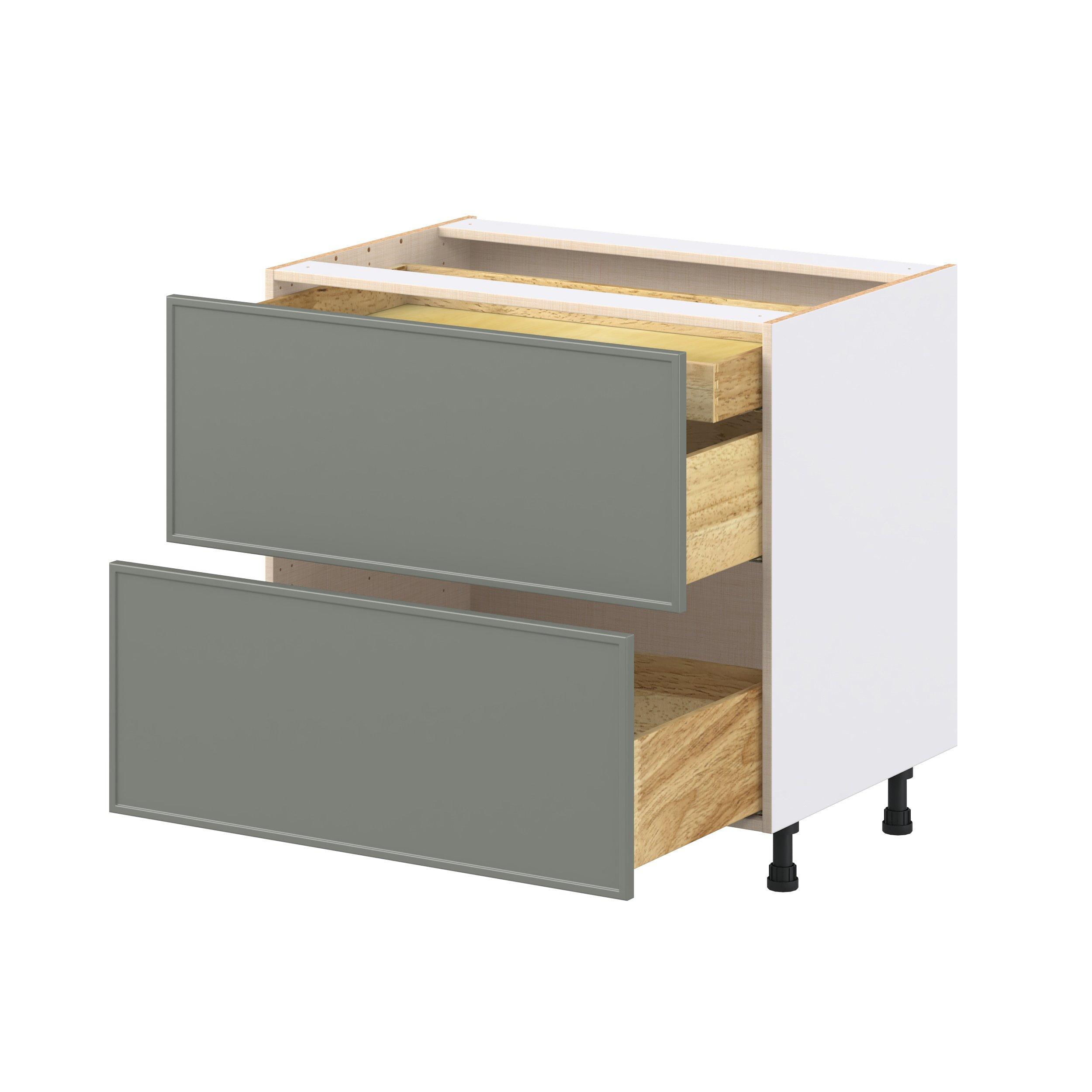 Linden 36 in. Painted Moss Green Base Cabinet with Inner Pull-Out Drawer