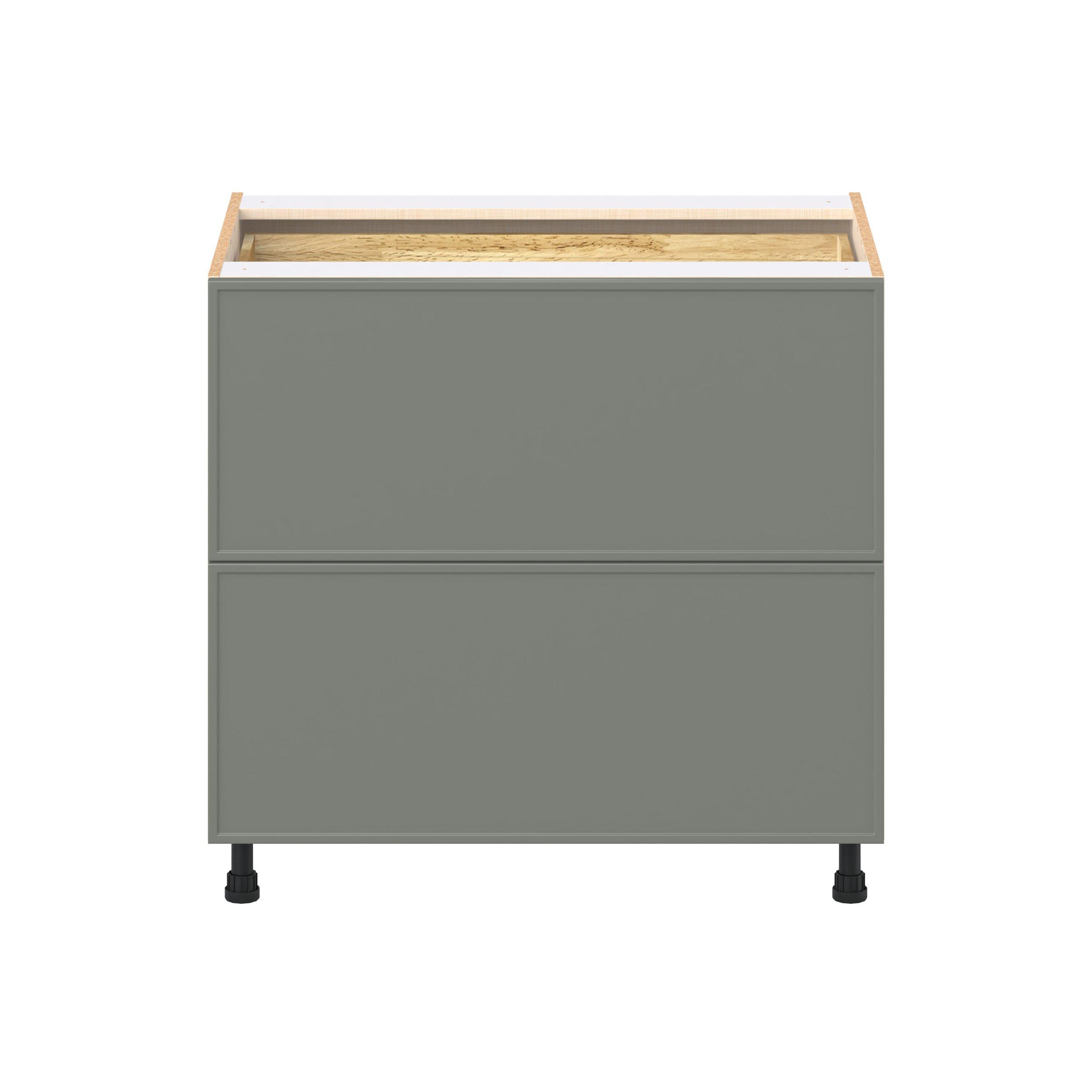 Linden 36 in. Painted Moss Green Base Cabinet with Inner Pull-Out Drawer