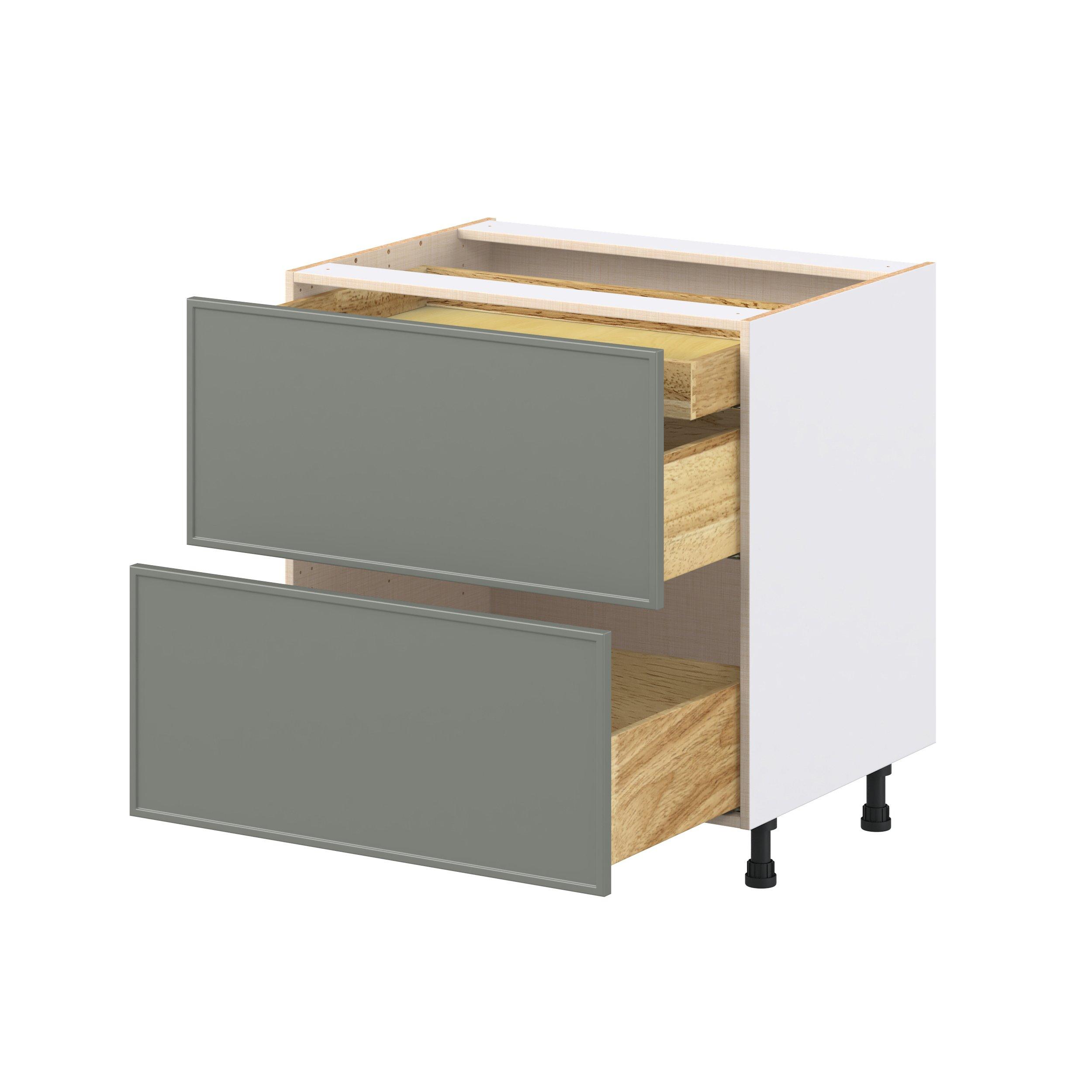 Linden 33 in. Painted Moss Green Base Cabinet with Inner Pull-Out Drawer