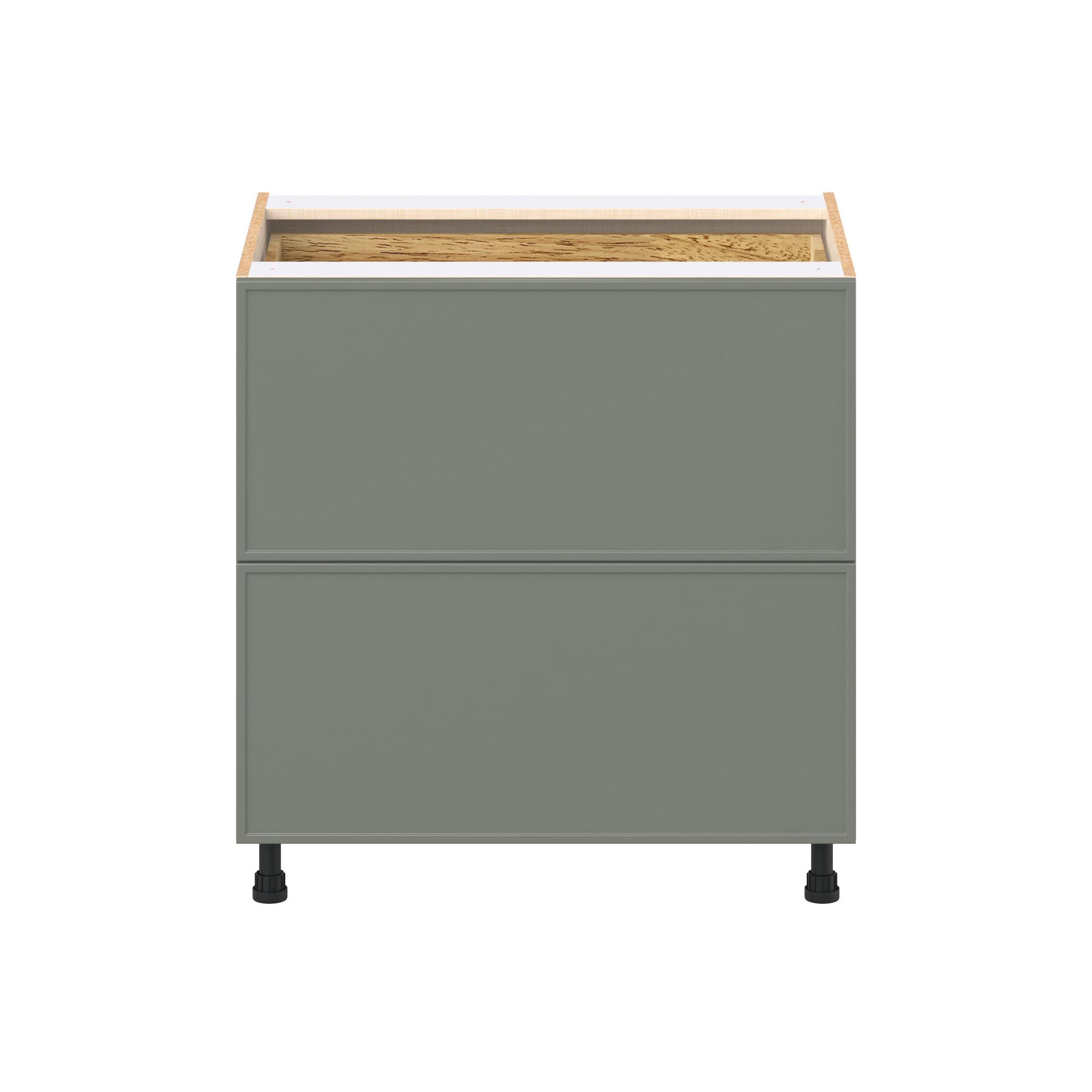 Linden 33 in. Painted Moss Green Base Cabinet with Inner Pull-Out Drawer