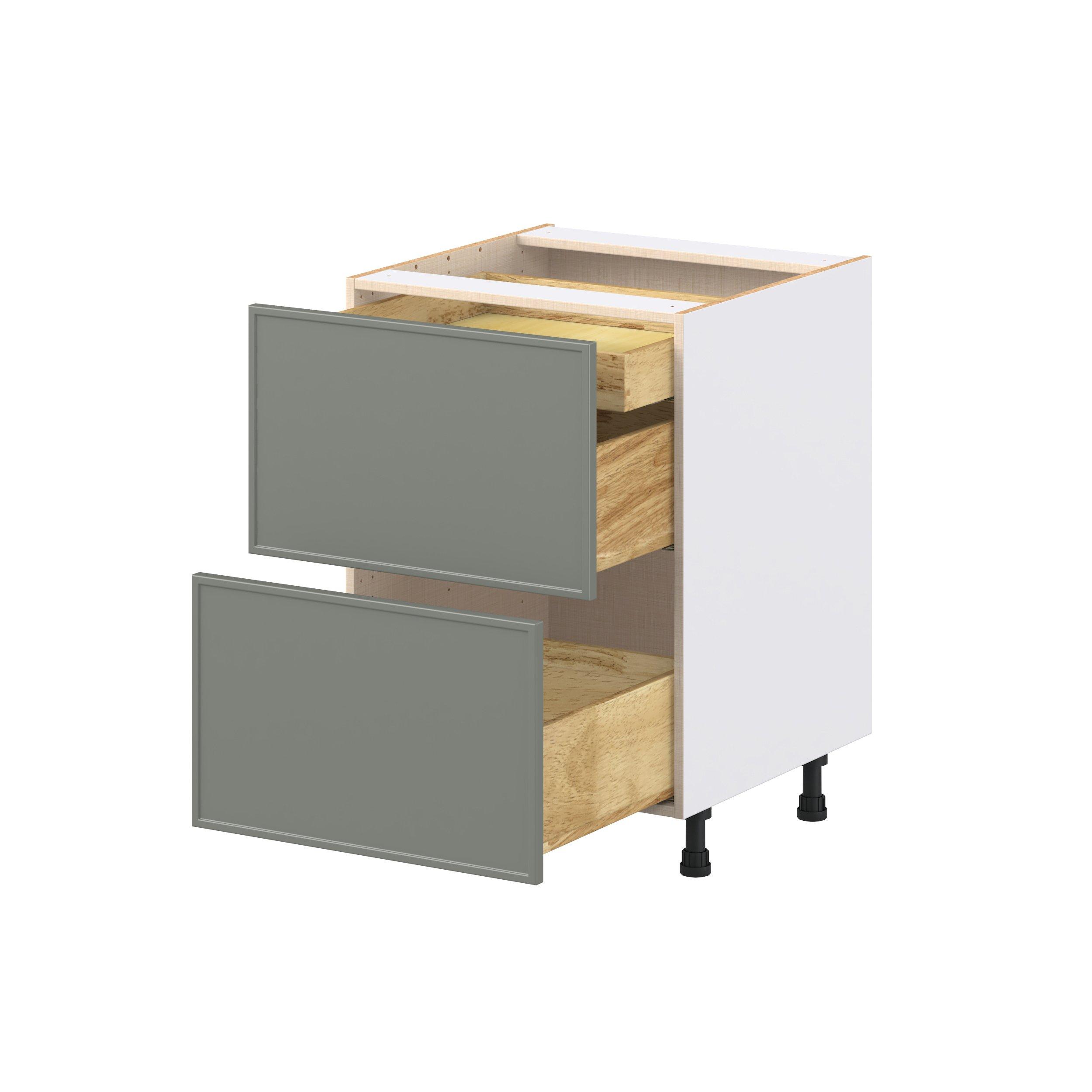 Linden 24 in. Painted Moss Green Base Cabinet with Inner Pull-Out Drawer