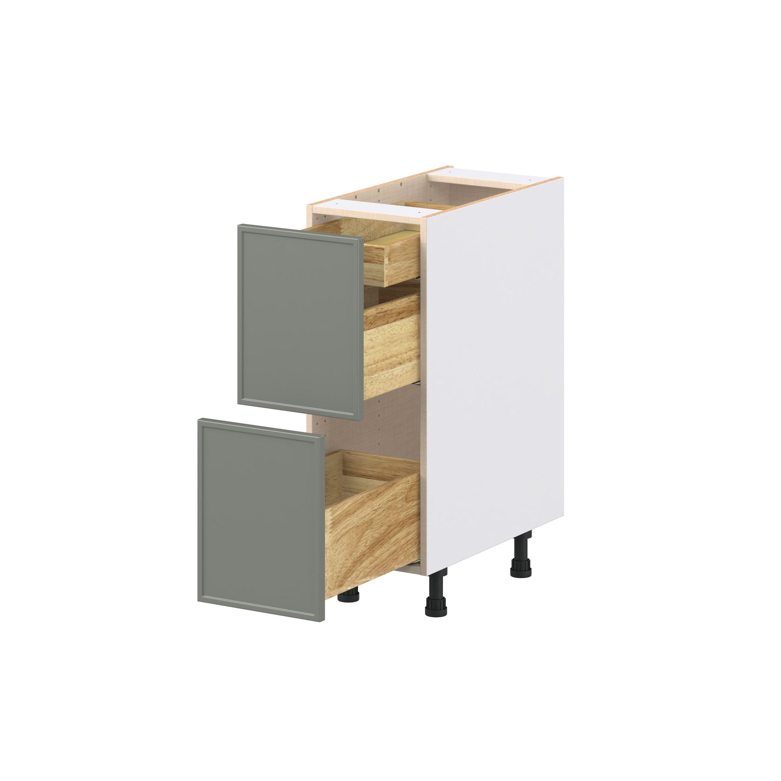 Linden 12 in. Painted Moss Green Base Cabinet with Inner Pull-Out Drawer