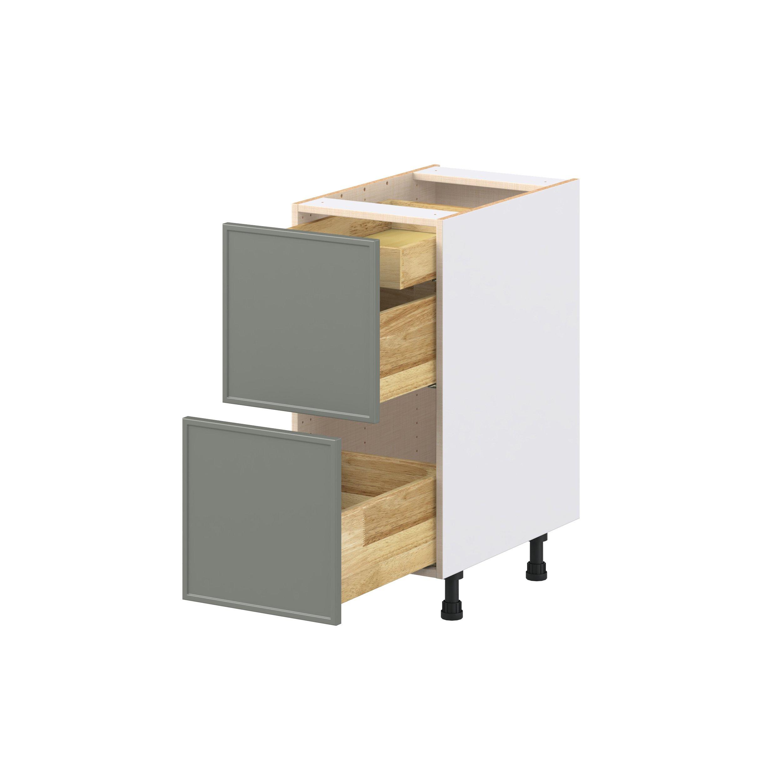 Linden 15 in. Painted Moss Green Base Cabinet with Inner Pull-Out Drawer