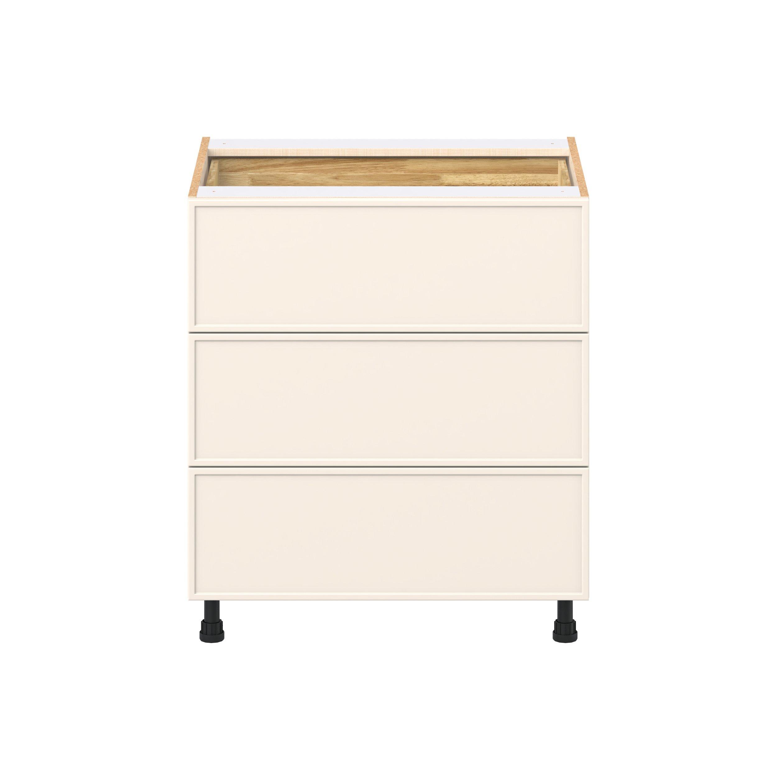 Linden 30 in. Painted Washed Linen Base Cabinet with Inner Pull-Out Drawer