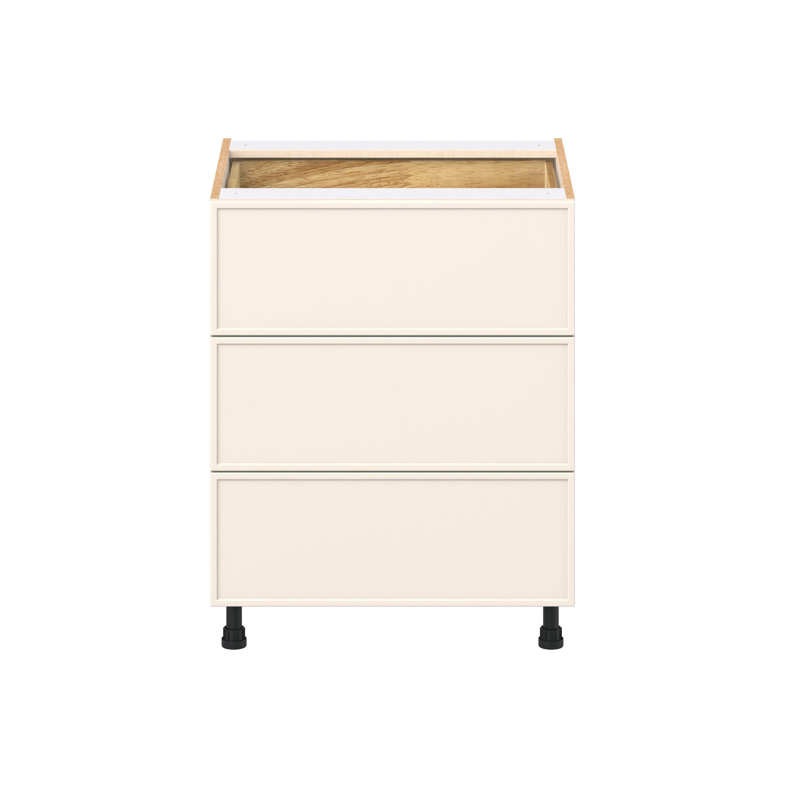 Linden 27 in. Painted Washed Linen Base Cabinet with Inner Pull-Out Drawer