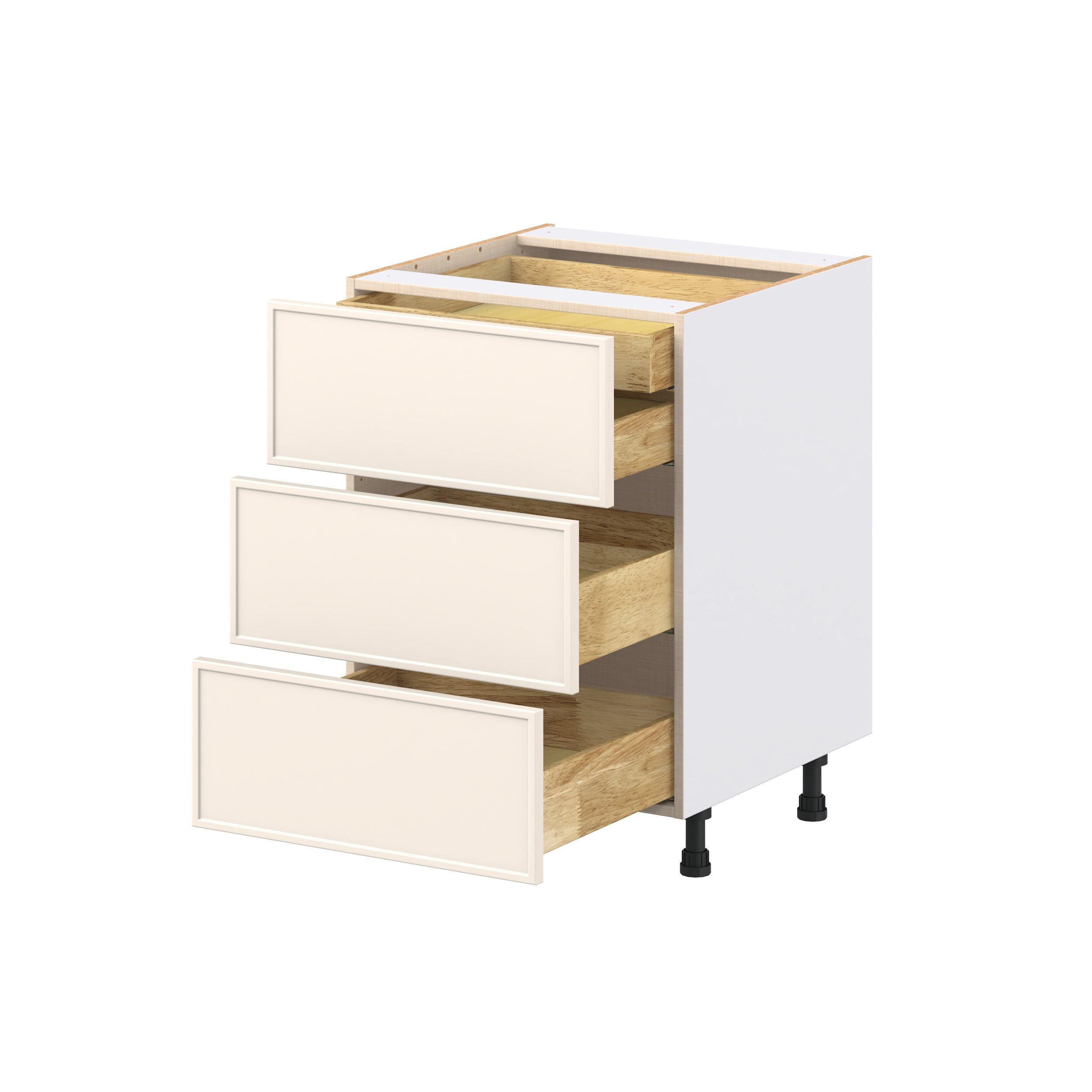 Linden 24 in. Painted Washed Linen Base Cabinet with Inner Pull-Out Drawer
