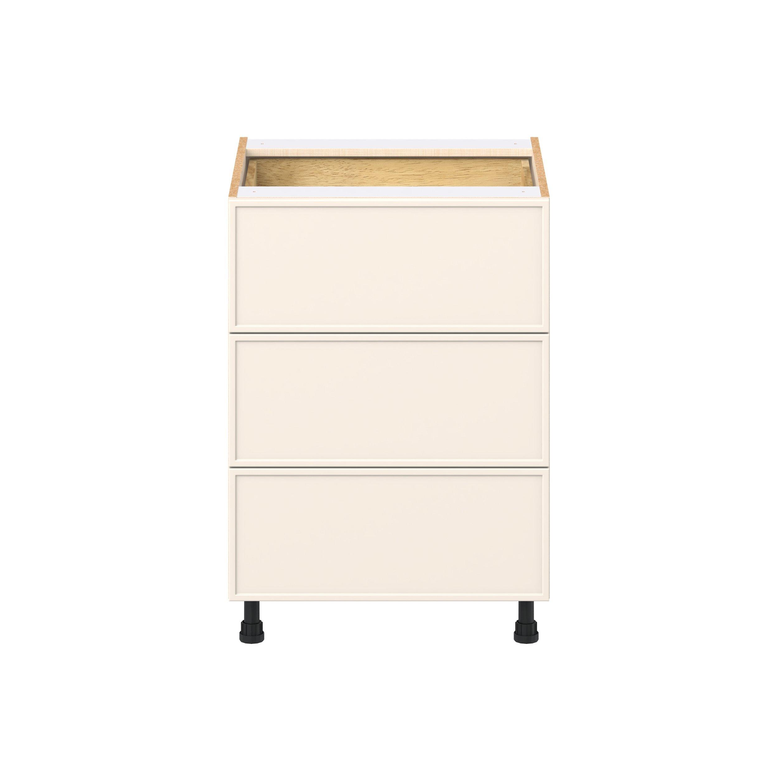 Linden 24 in. Painted Washed Linen Base Cabinet with Inner Pull-Out Drawer