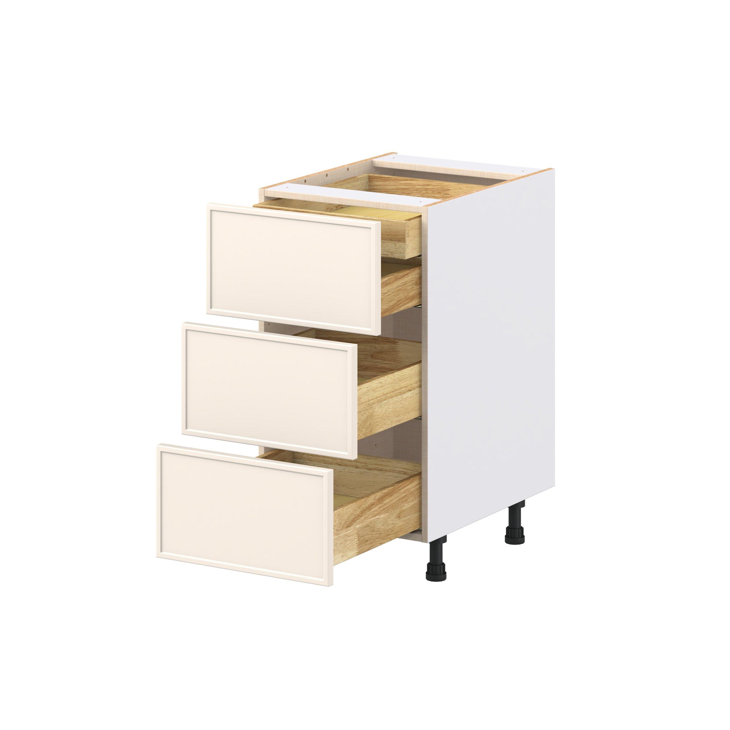 Linden 18 in. Painted Washed Linen Base Cabinet with Inner Pull-Out Drawer