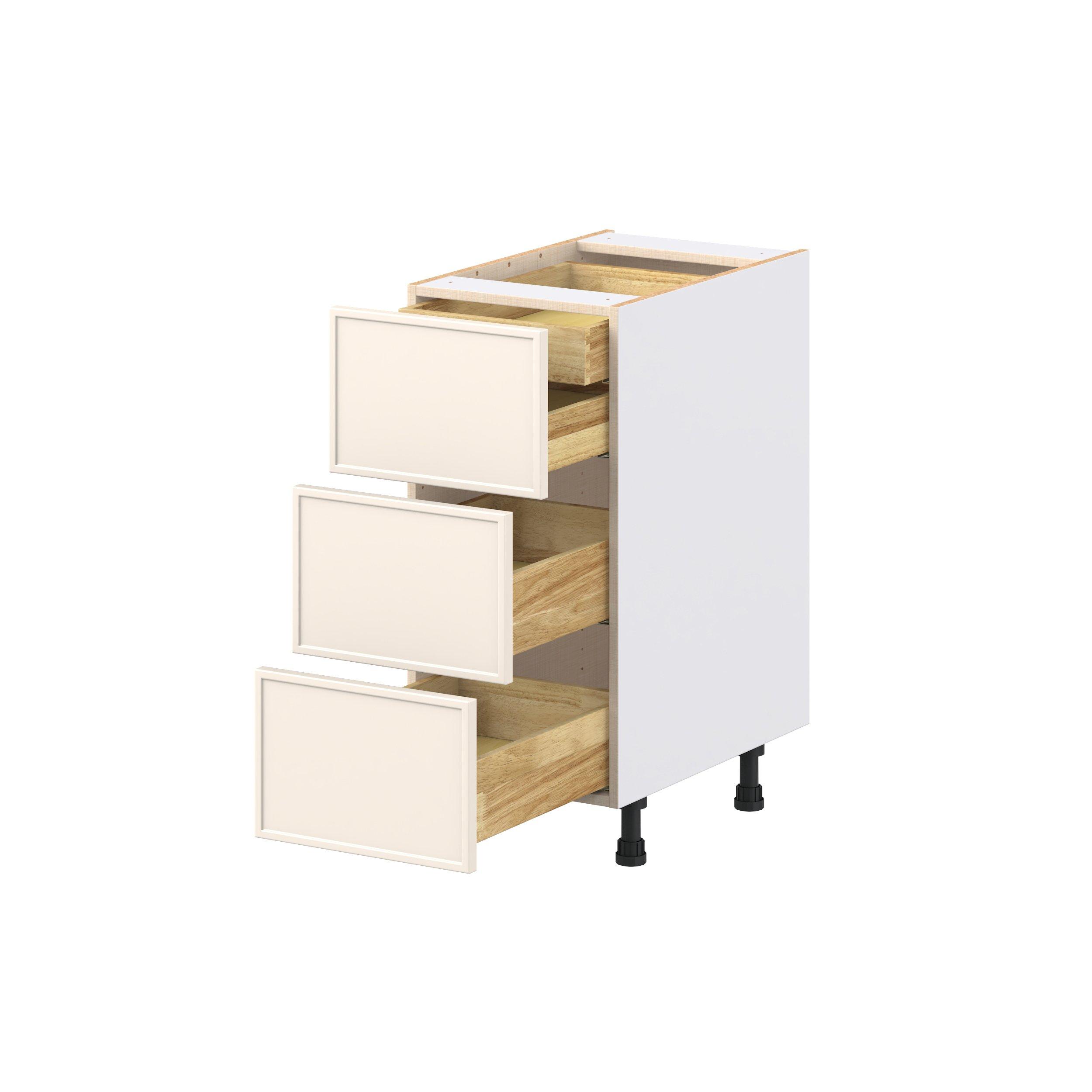 Linden 15 in. Painted Washed Linen Base Cabinet with Inner Pull-Out Drawer