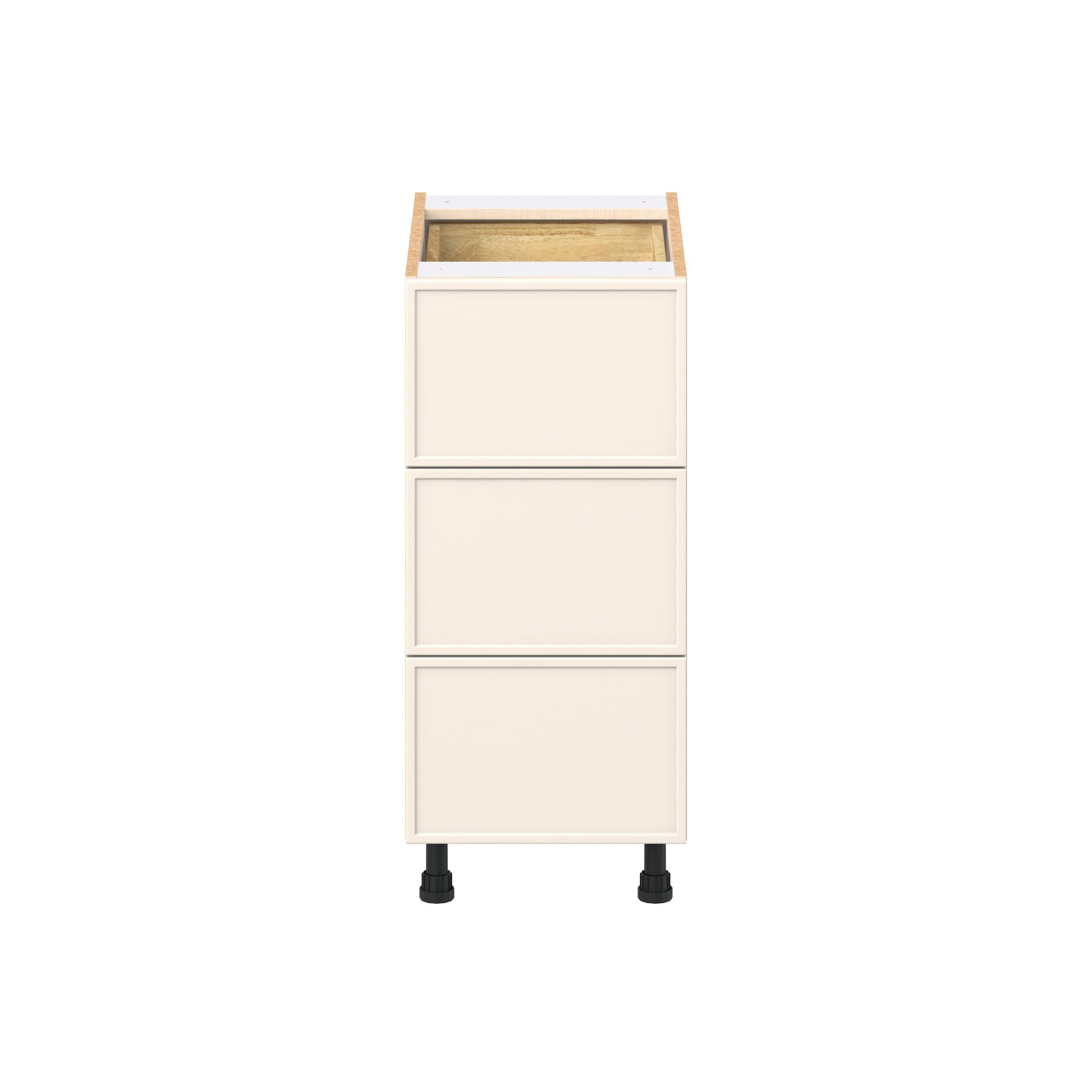 Linden 15 in. Painted Washed Linen Base Cabinet with Inner Pull-Out Drawer